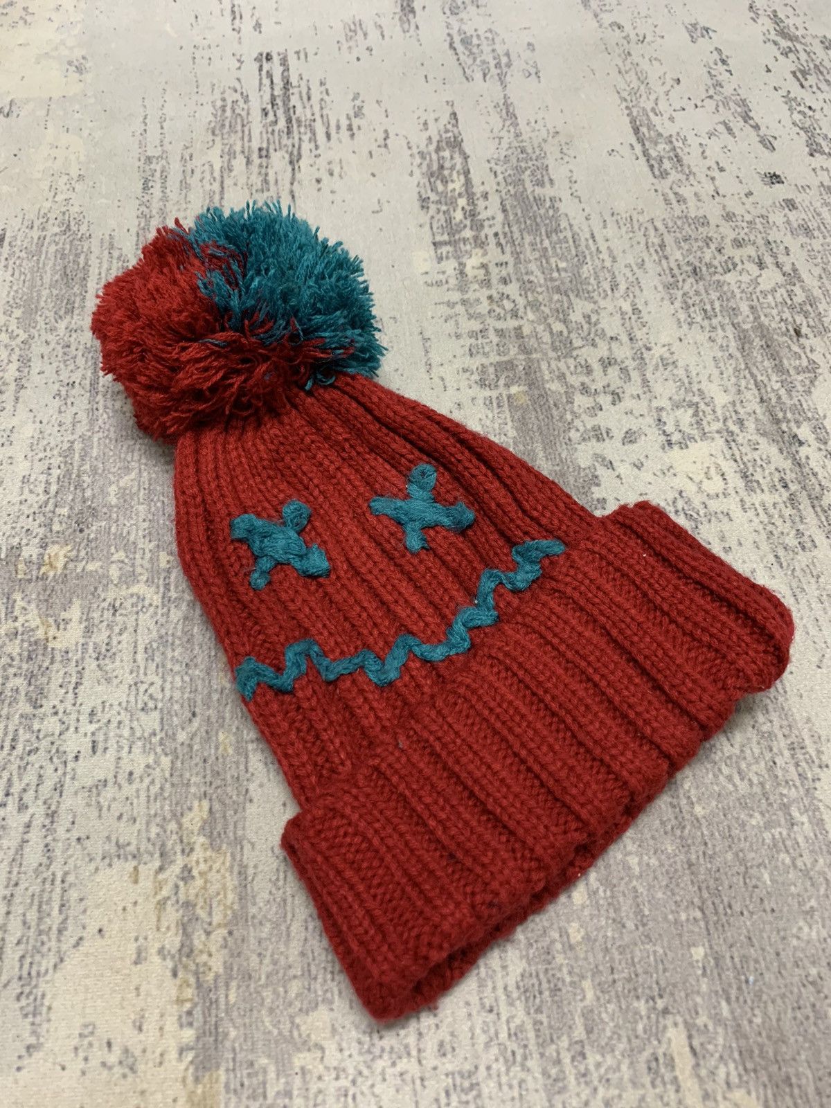 Japanese Brand Smiley Face Embroidery Vintage Beanie Hat Size ONE SIZE - 6 Thumbnail