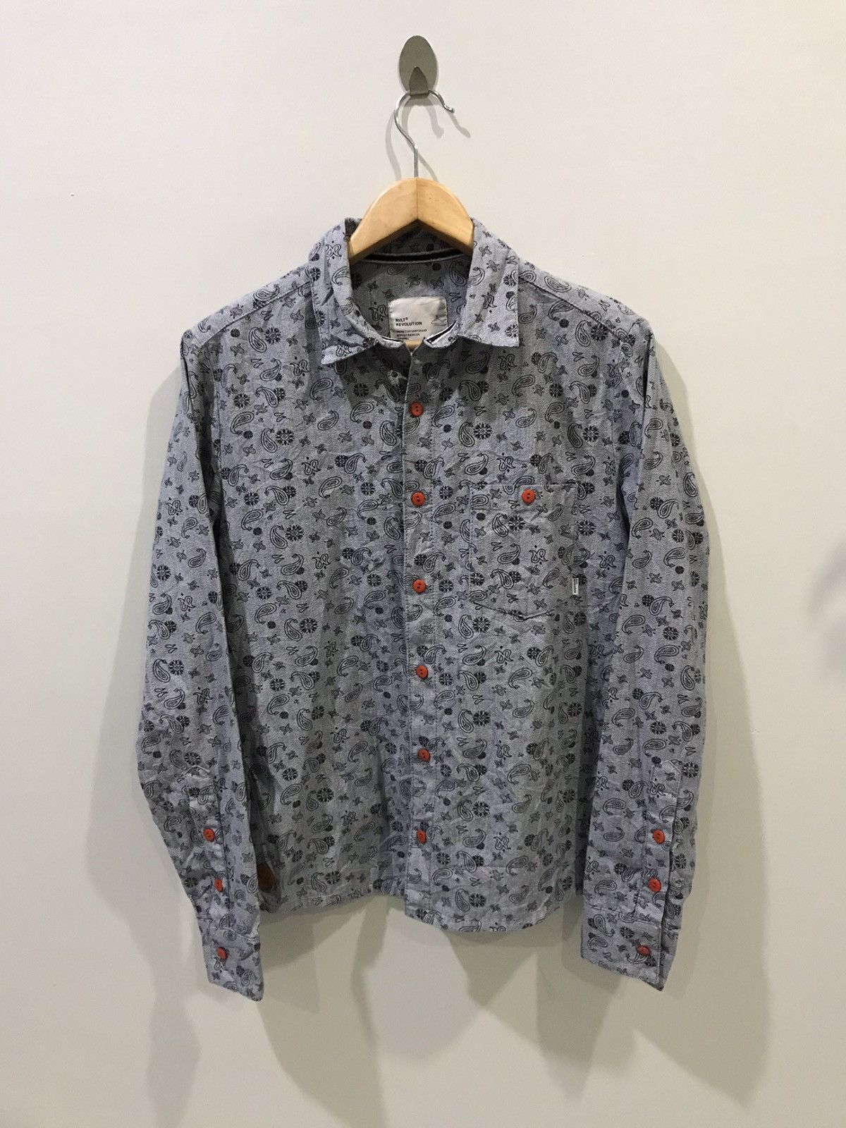 Designer RVLT Revolution Full Paisley Selvedge Button Up Shirt Size US S / EU 44-46 / 1 - 1 Thumbnail
