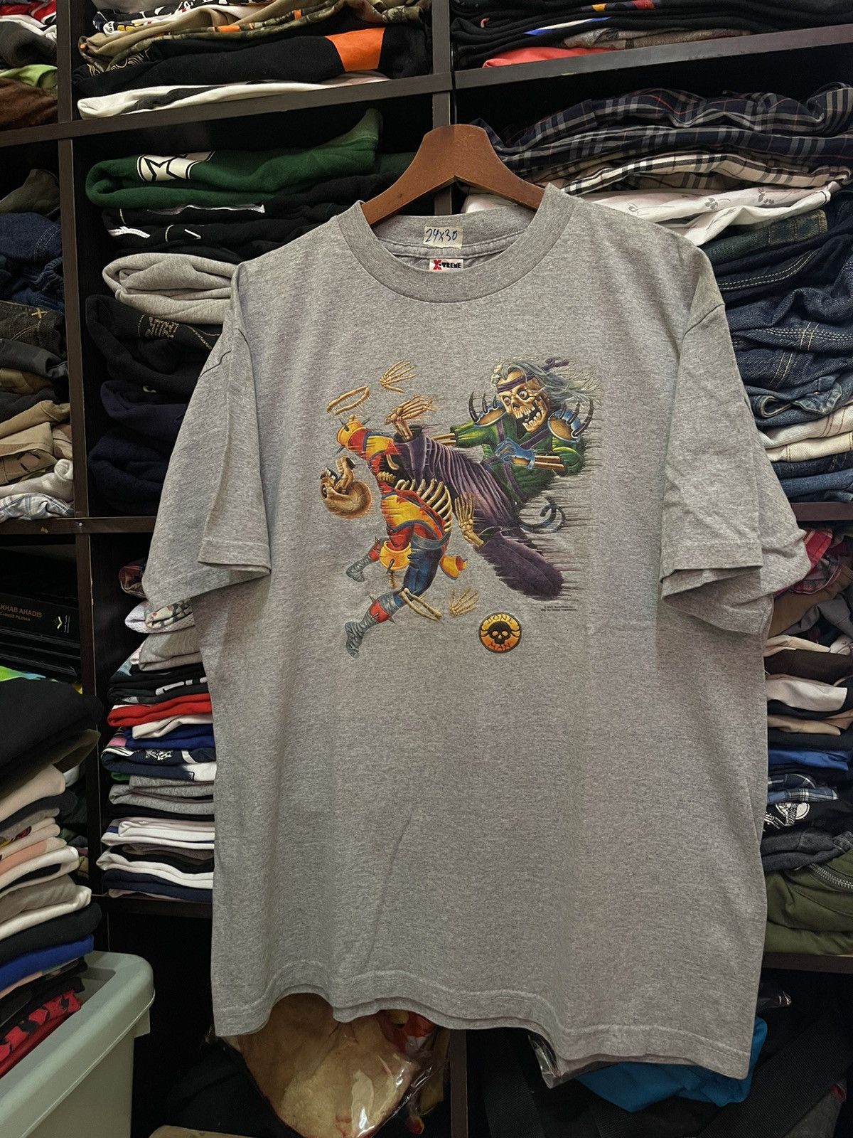 image of Bone Man Vintage Tee in Grey, Men's (Size XL)