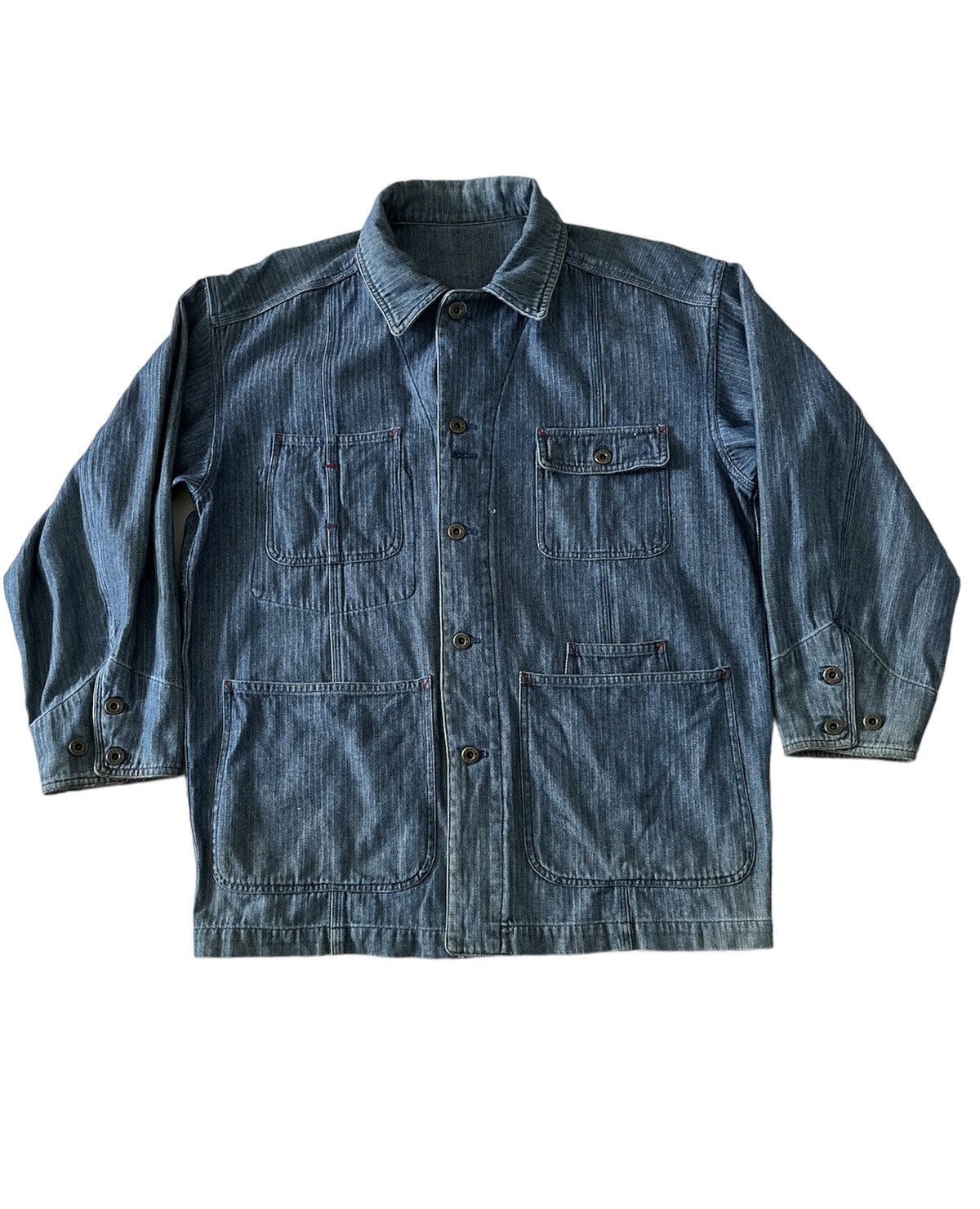 Japanese Brand Ruff Hewn Herringbone Chore Jacket Size US M / EU 48-50 / 2 - 1 Thumbnail