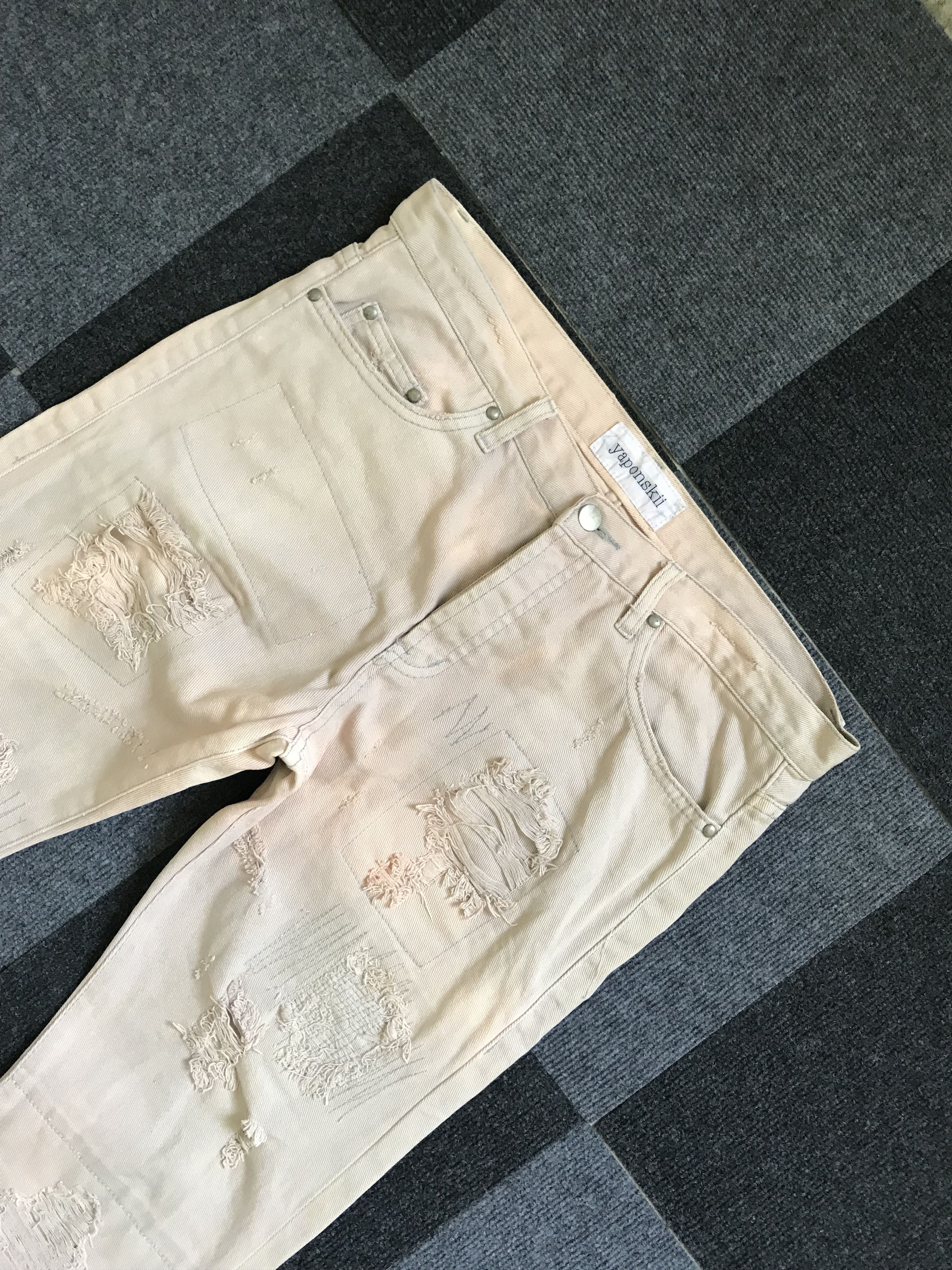 Japanese Brand D83 yaponskii Japan SuperDistressed Acid Patchwork Jeans Size US 34 / EU 50 - 4 Thumbnail