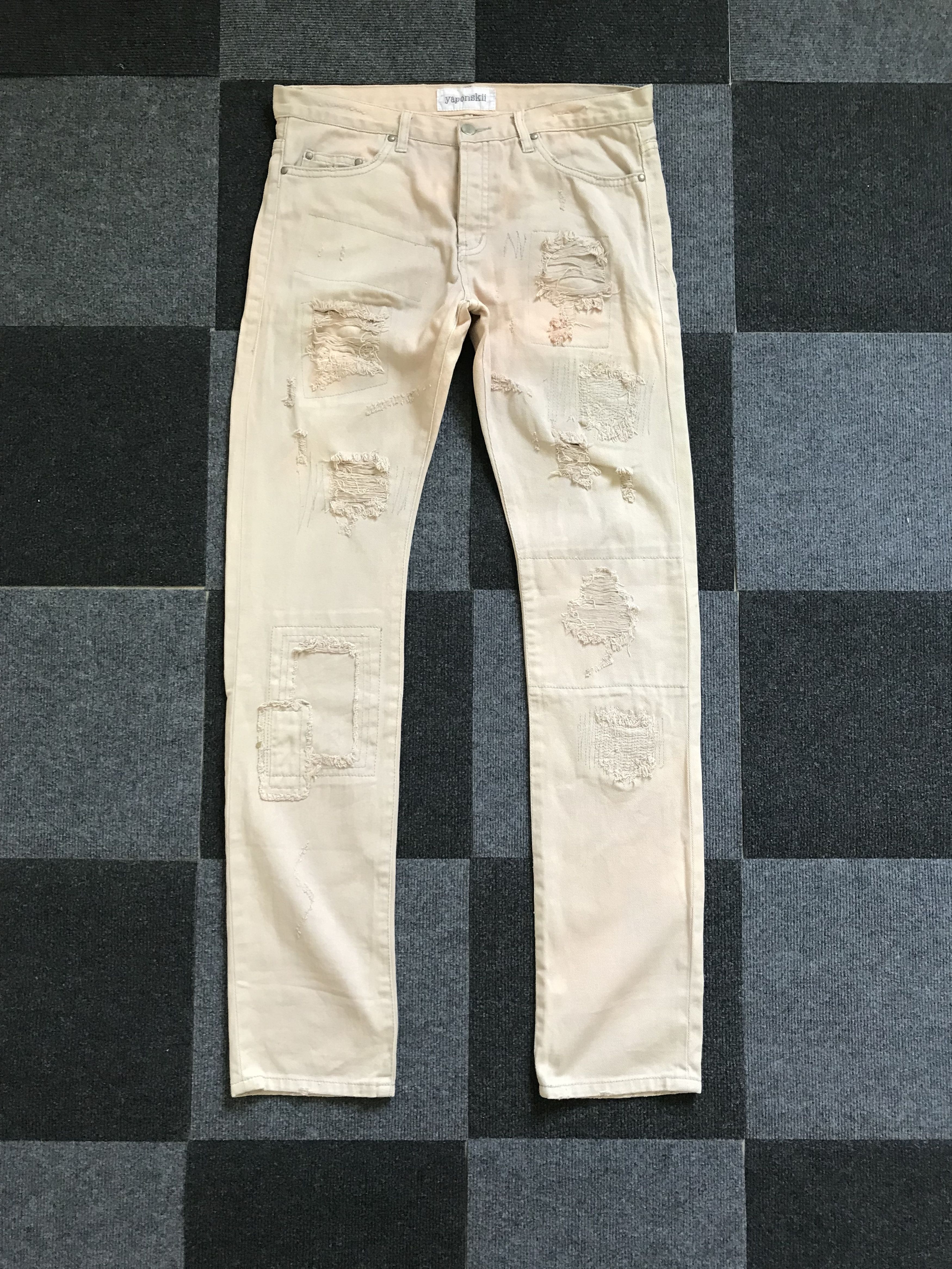 Japanese Brand D83 yaponskii Japan SuperDistressed Acid Patchwork Jeans Size US 34 / EU 50 - 3 Thumbnail