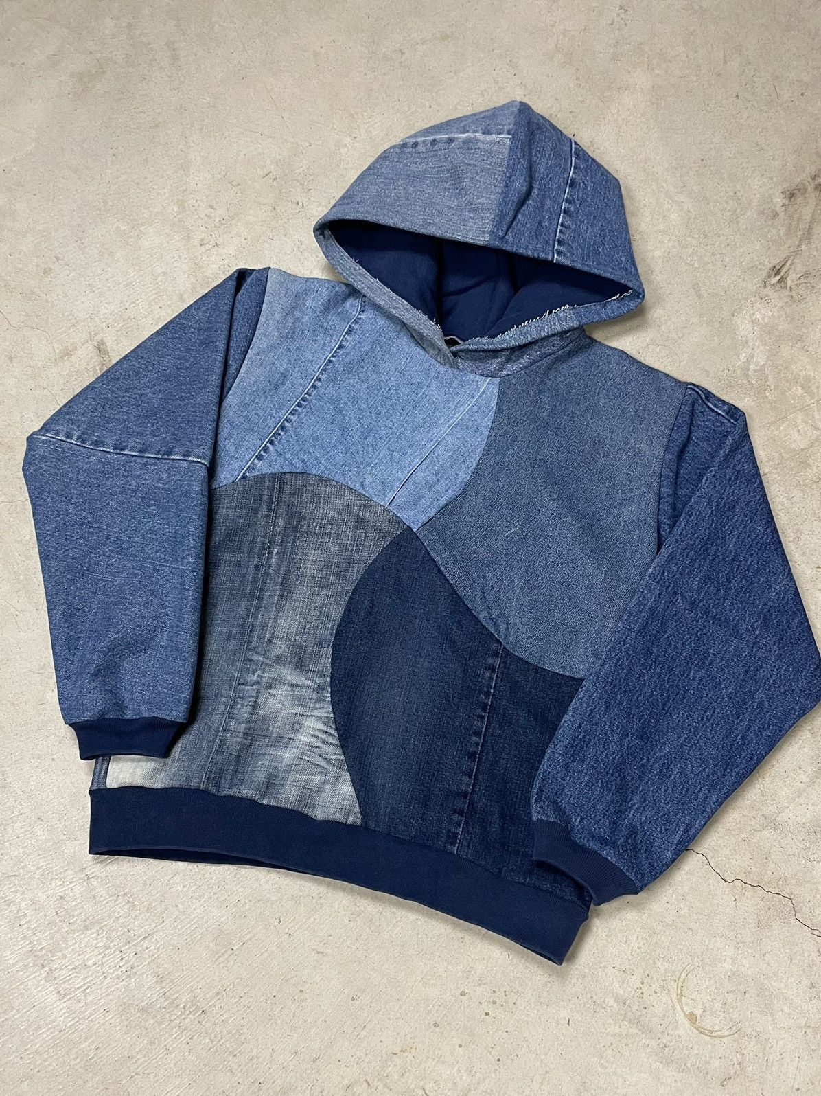 Custom REWORKED DENIM HOODIE | Grailed