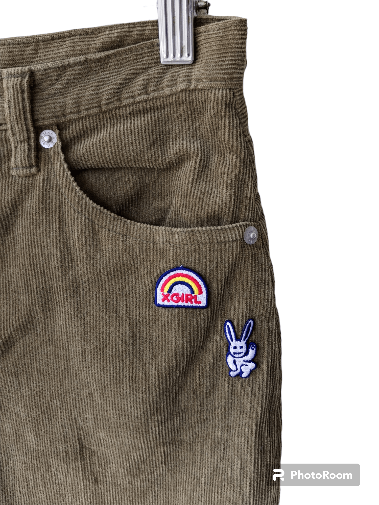 Japanese Brand × Xlarge X-Girl Corduroy Patches Olive Skirt Size 27" / US 4 / IT 40 - 2 Thumbnail