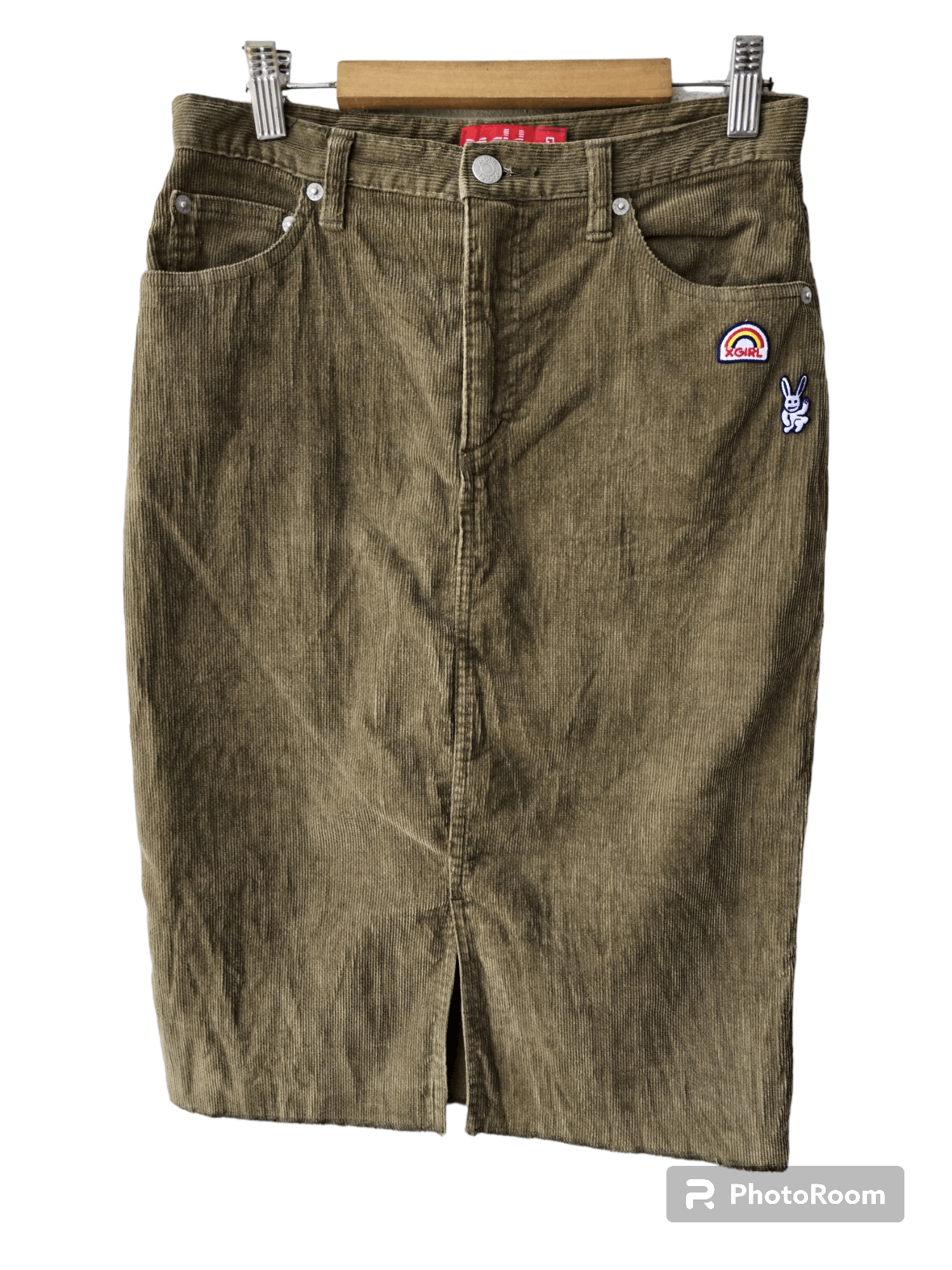Japanese Brand × Xlarge X-Girl Corduroy Patches Olive Skirt Size 27" / US 4 / IT 40 - 1 Thumbnail