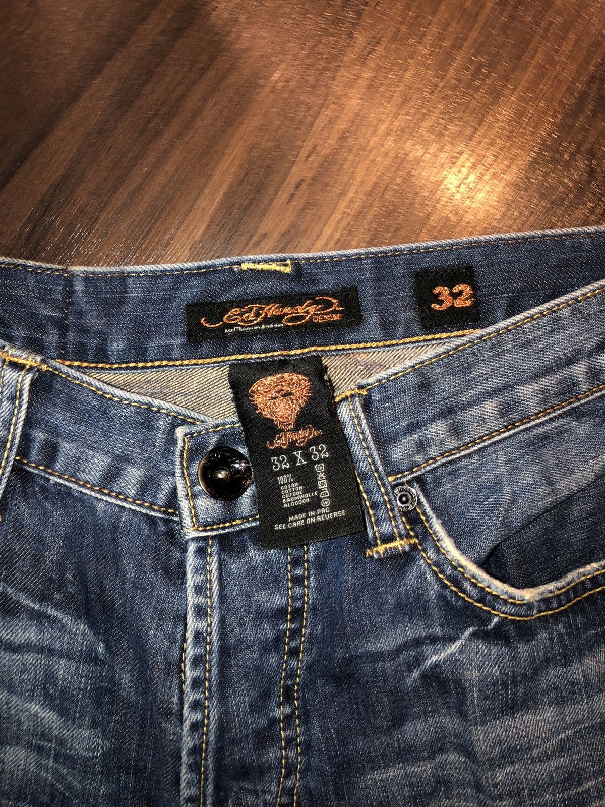 Christian Audigier Vtg Y2K ED HARDY Spell Out Stitch Jeans 32x31 Size US 32 / EU 48 - 8 Thumbnail