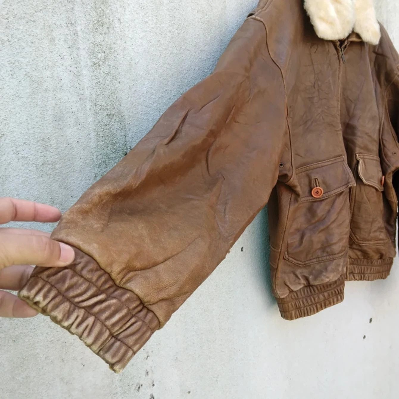 Japanese Brand × Vintage VTG Distressed Aviator Leather Jacket Size US M / EU 48-50 / 2 - 5 Thumbnail