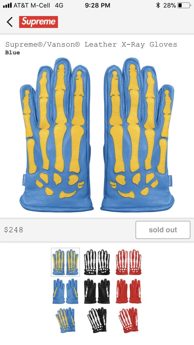 Supreme Vanson Leathers X Ray Gloves | Grailed