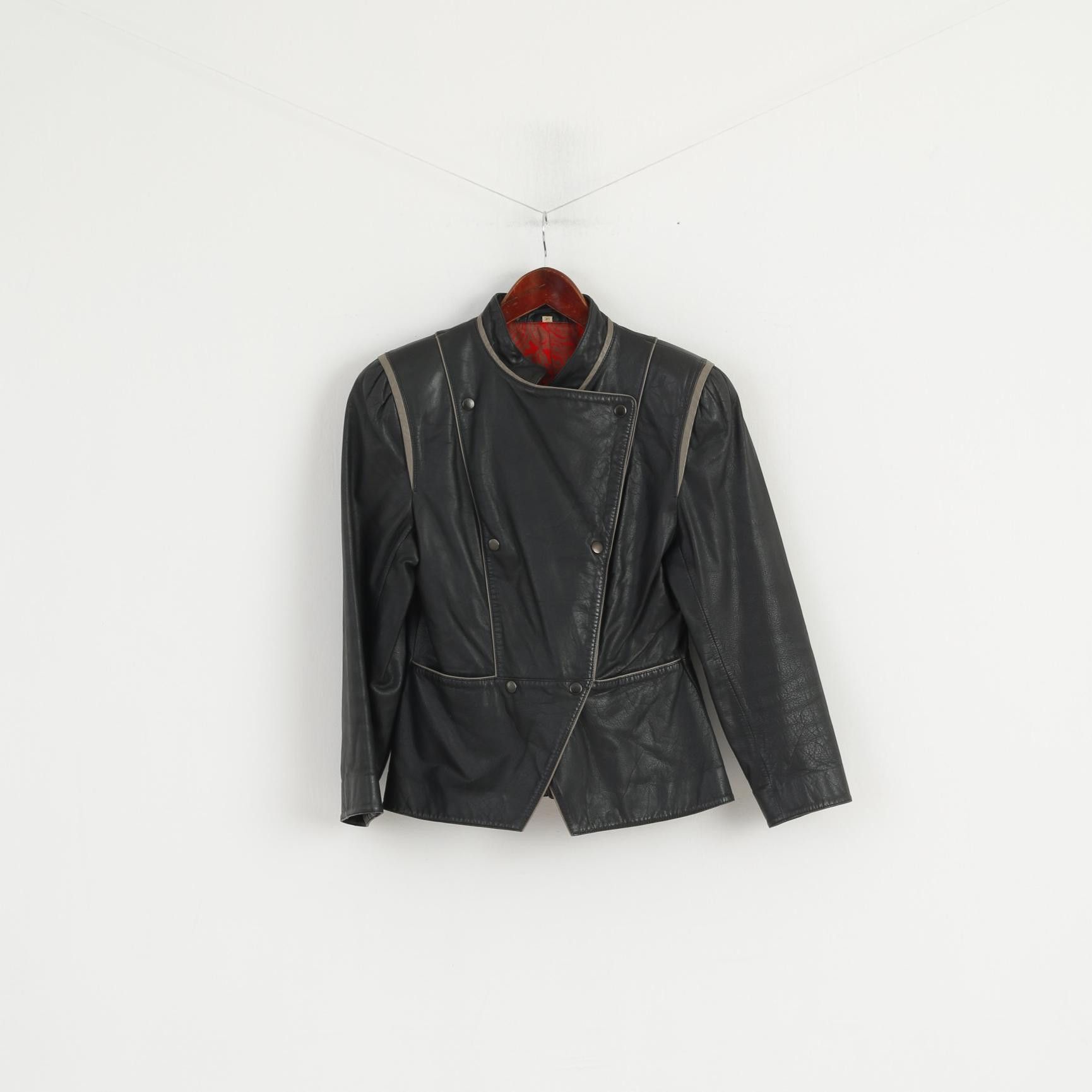 Vintage Vintage Women 38 S Jacket Black Leather Biker 7341 Size S / US 4 / IT 40 - 2 Thumbnail