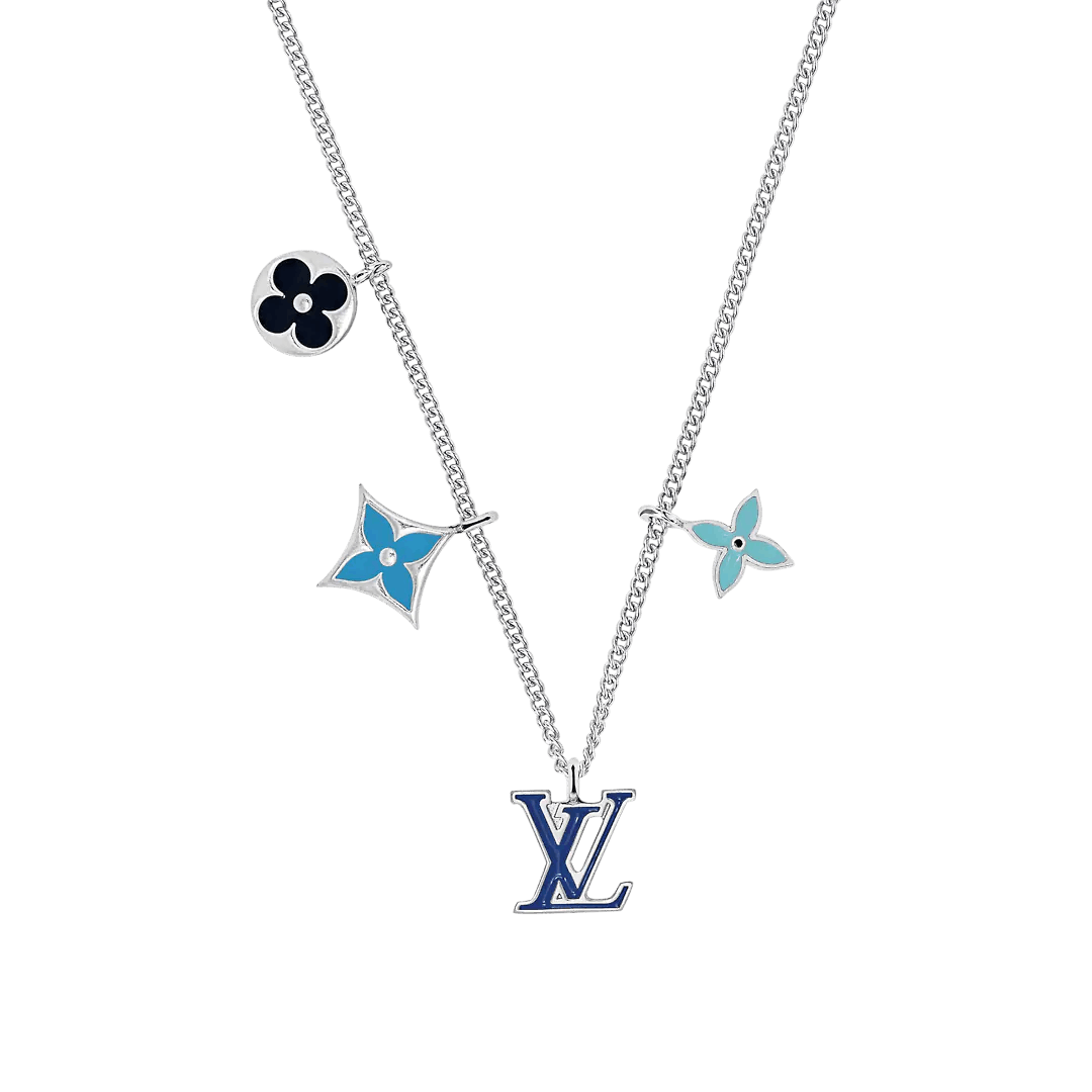 Louis Vuitton LV Monogram Eclipse Charms Necklace with vile