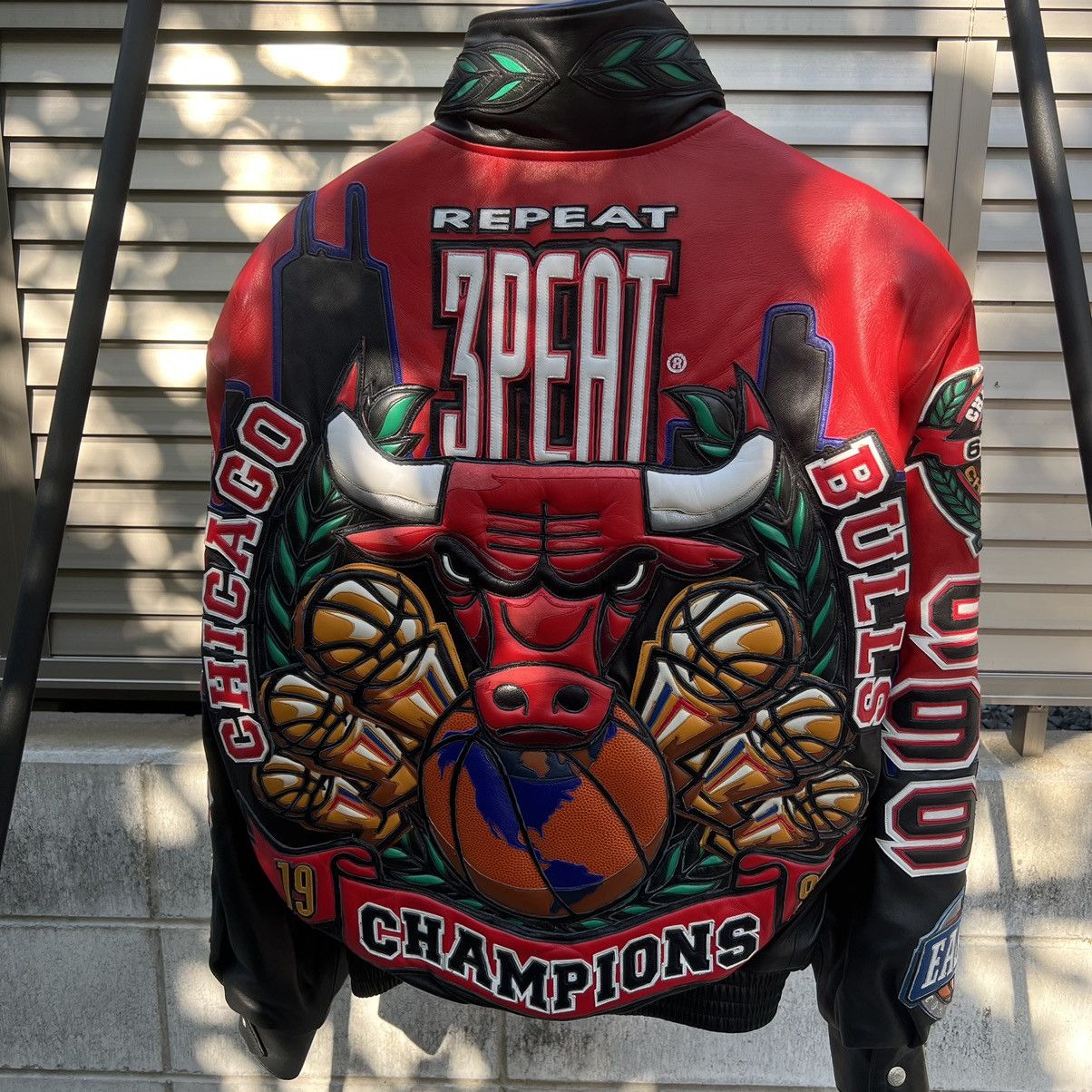 Jeff Three Peat Chicago Bulls Leather Jacket