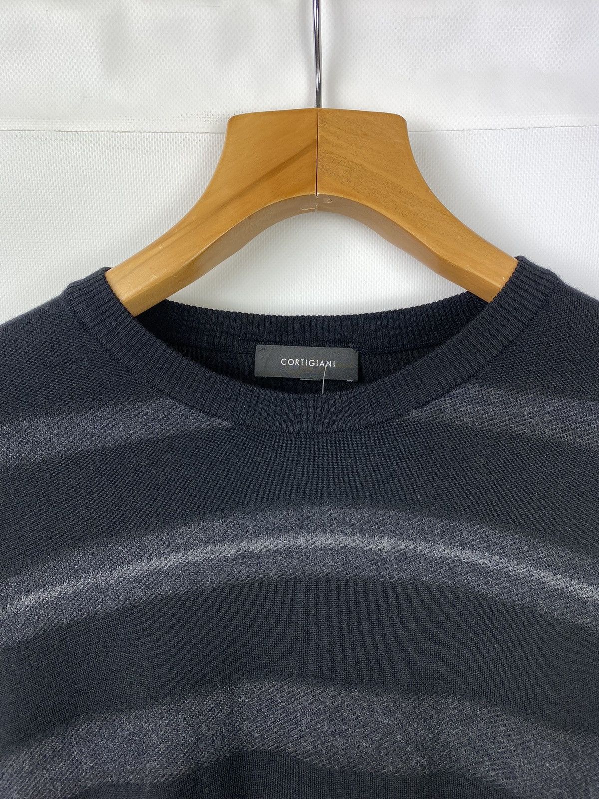 Cortigiani × Designer Cortigiani men’s luxury wool striped sweater pullover SZ 56 Size US XXL / EU 58 / 5 - 4 Thumbnail