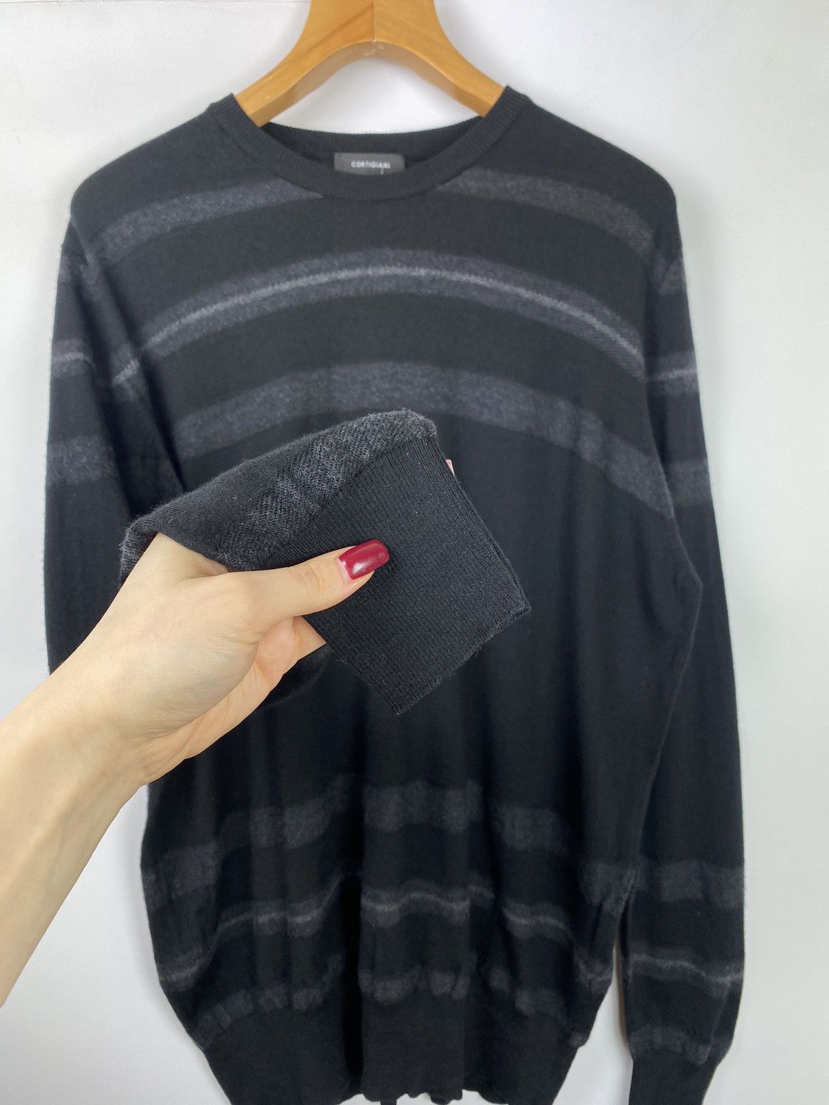Cortigiani × Designer Cortigiani men’s luxury wool striped sweater pullover SZ 56 Size US XXL / EU 58 / 5 - 5 Thumbnail