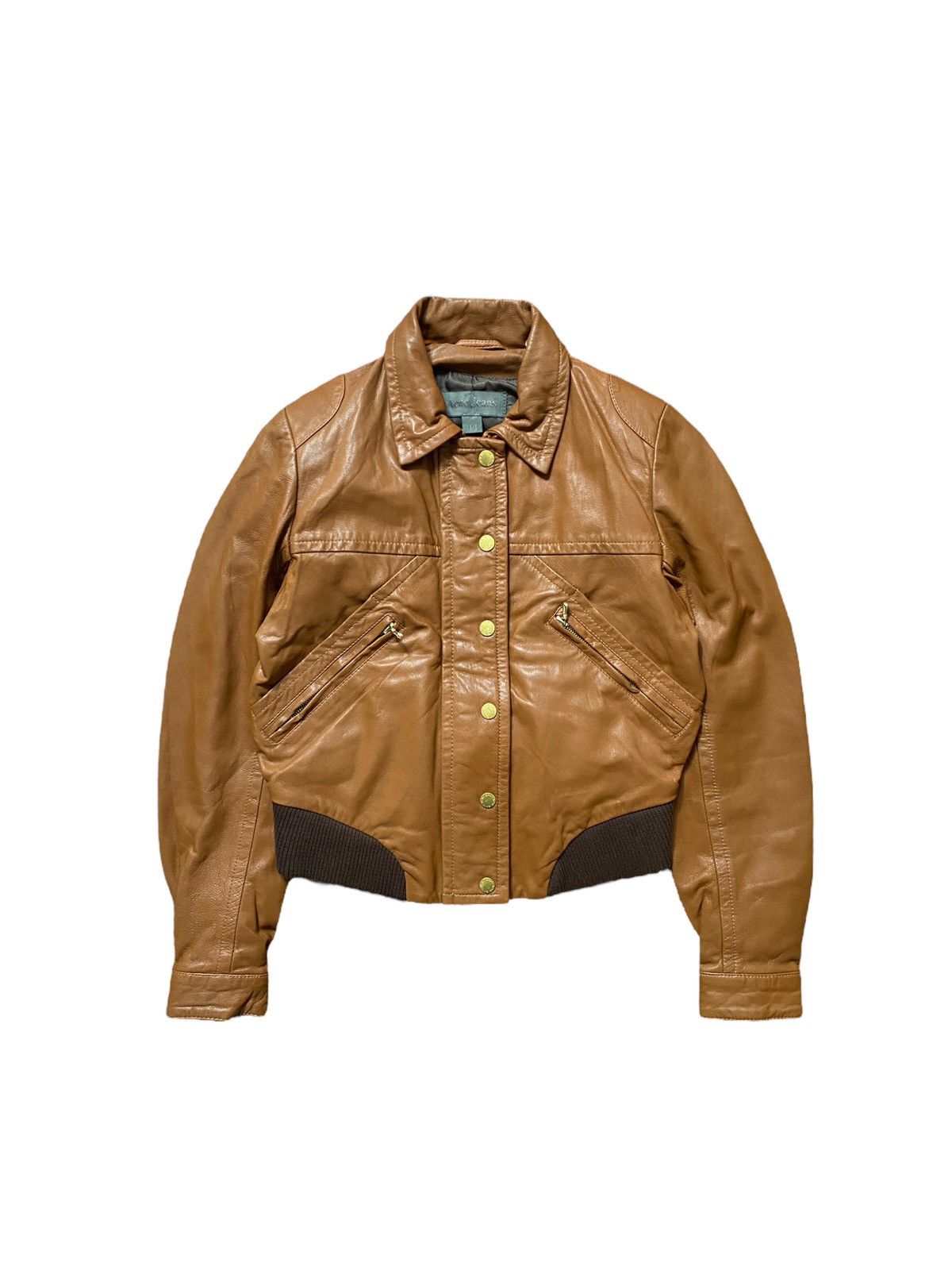 image of Acne Studios x Archival Clothing Vintage Acne Jeans Biker Leather Jacket in Brown, Women's (Size XS