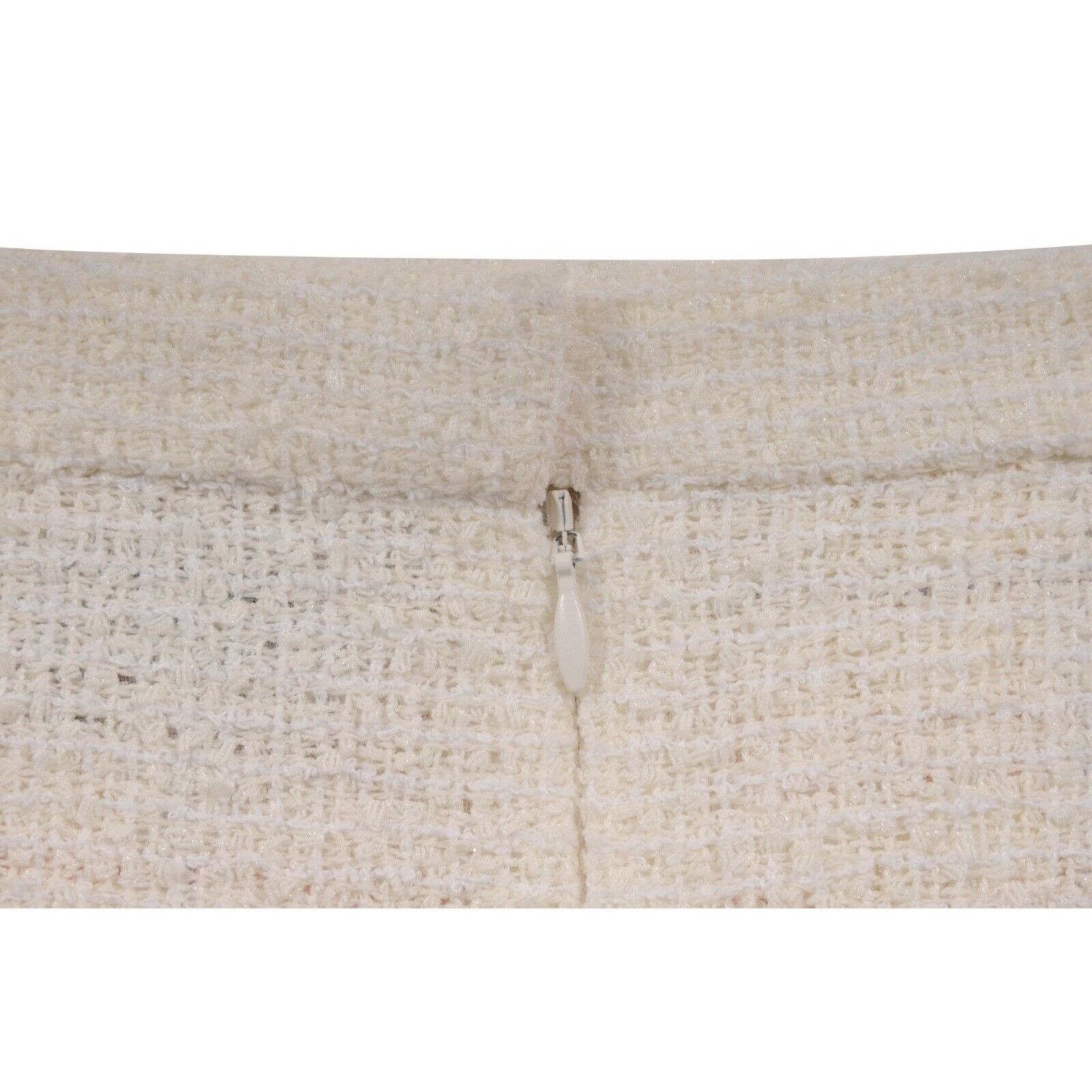 Chanel CC Nude Tan White Cargo Logo Tweed Mini Skirt Size 27" / US 4 / IT 40 - 6 Thumbnail