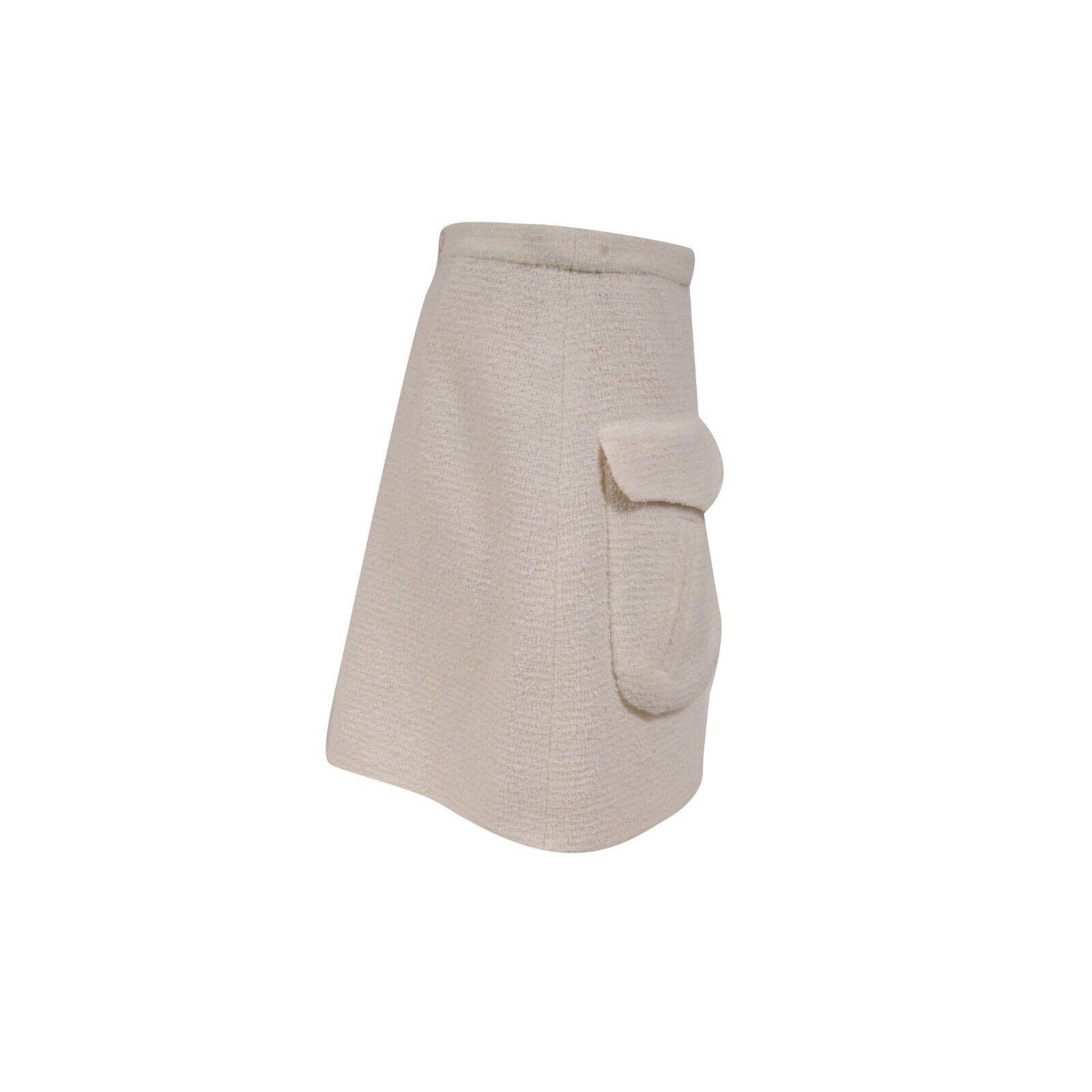 Chanel CC Nude Tan White Cargo Logo Tweed Mini Skirt Size 27" / US 4 / IT 40 - 8 Thumbnail