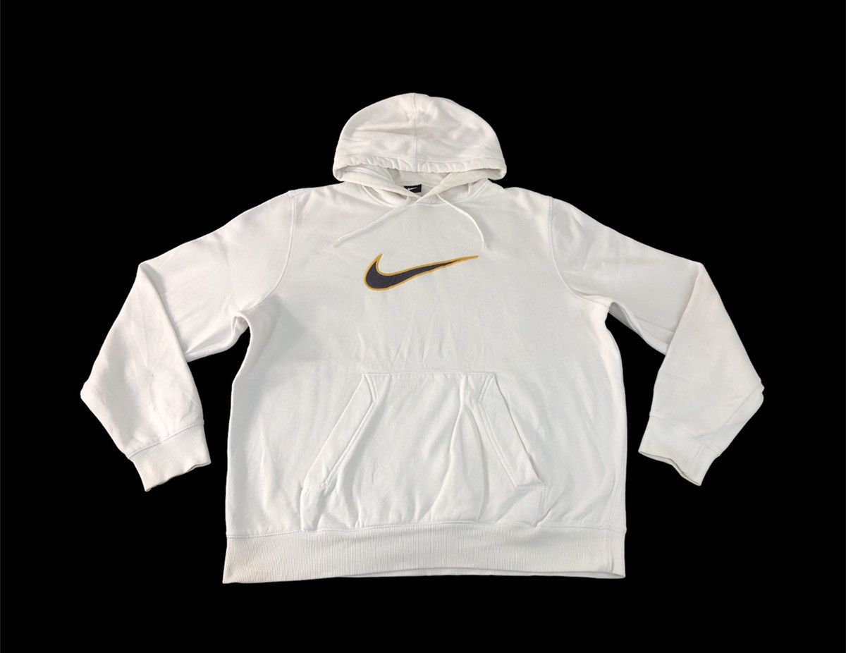 image of Hype Nike Swoosh Embroidery Logo Hooded Pull Over Style in White, Men's (Size XL)