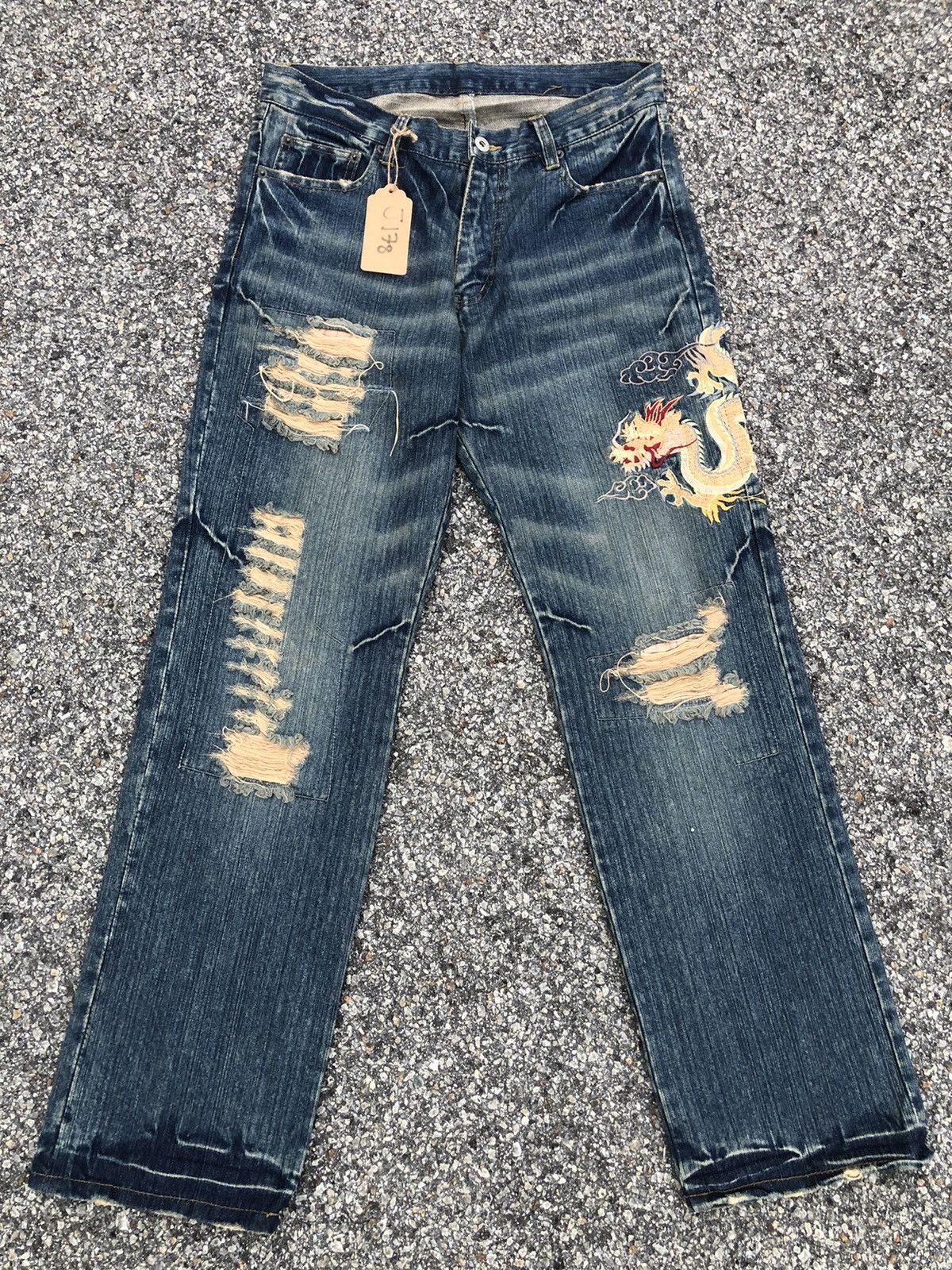 Japanese Brand Japanese Dragon Embroidered Jeans Size US 32 / EU 48 - 1 Thumbnail
