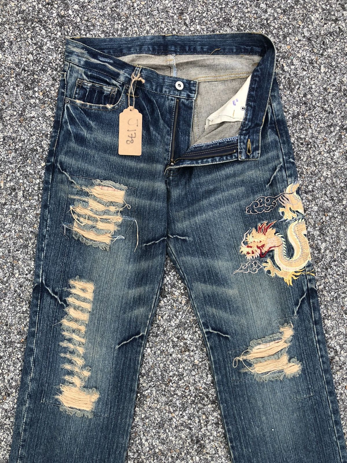 Japanese Brand Japanese Dragon Embroidered Jeans Size US 32 / EU 48 - 3 Thumbnail