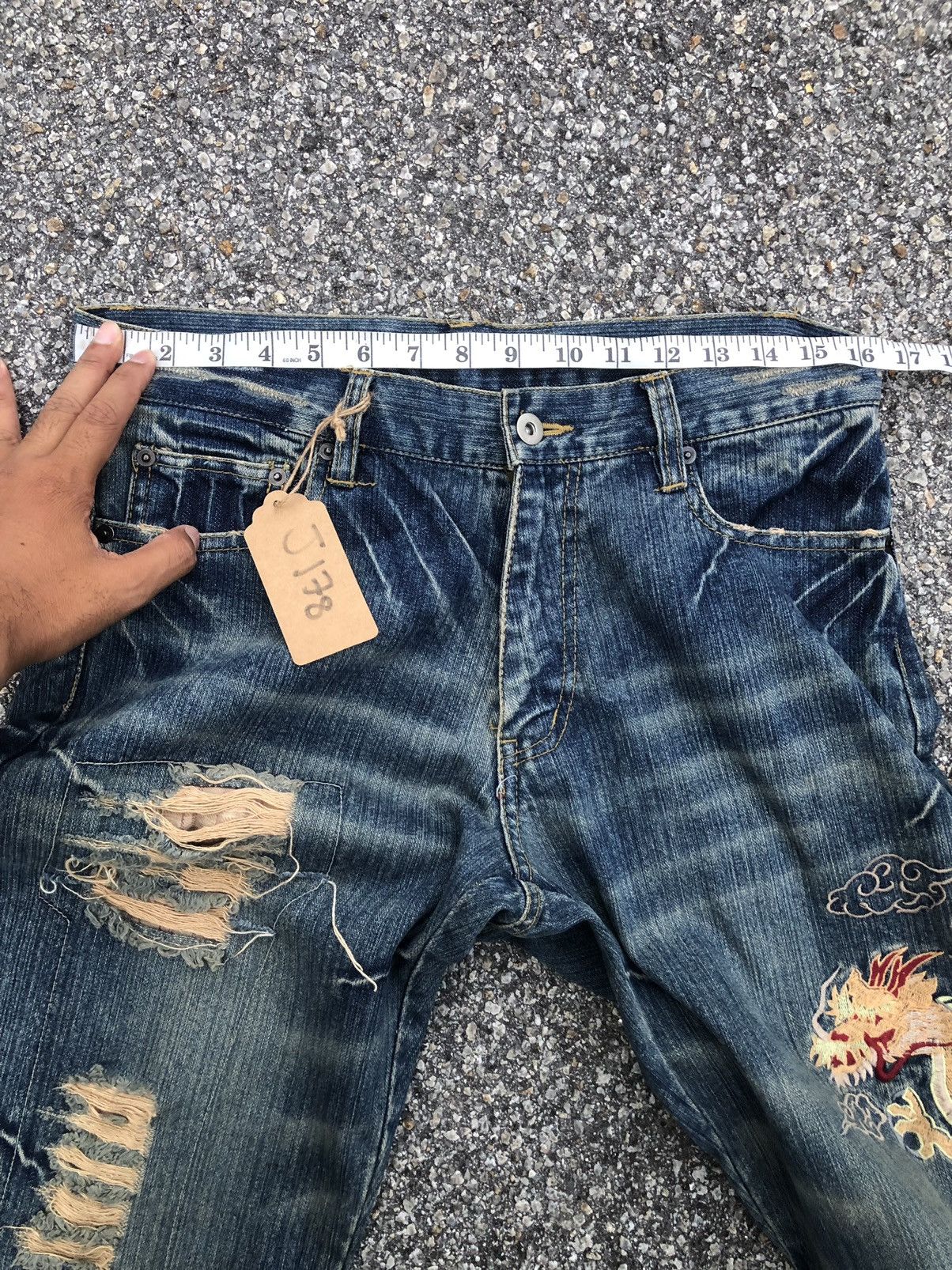 Japanese Brand Japanese Dragon Embroidered Jeans Size US 32 / EU 48 - 16 Thumbnail