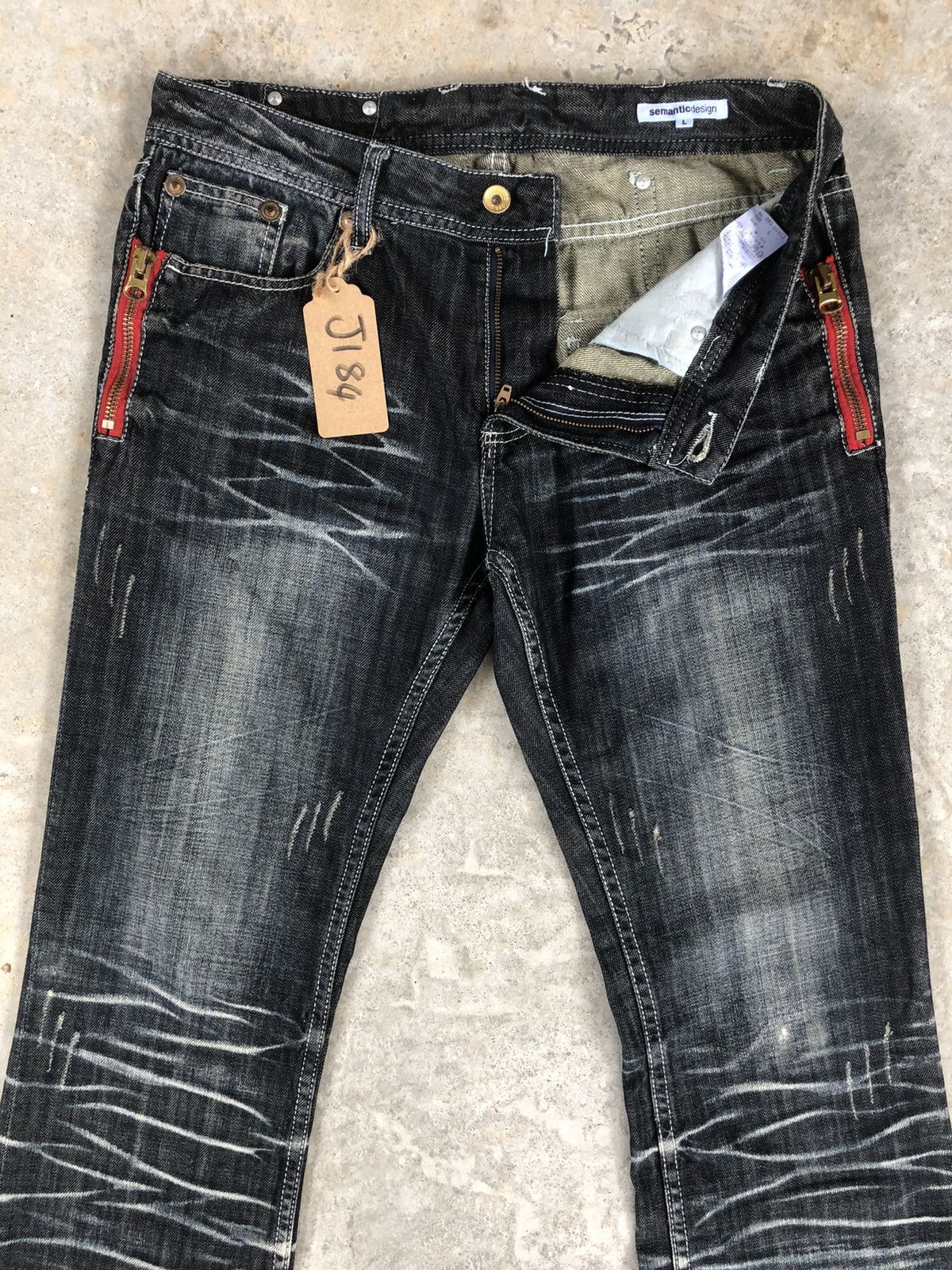 semanticdesign Japanese Semantic Design Flared Jeans Distressed Jeans Size US 33 - 3 Thumbnail
