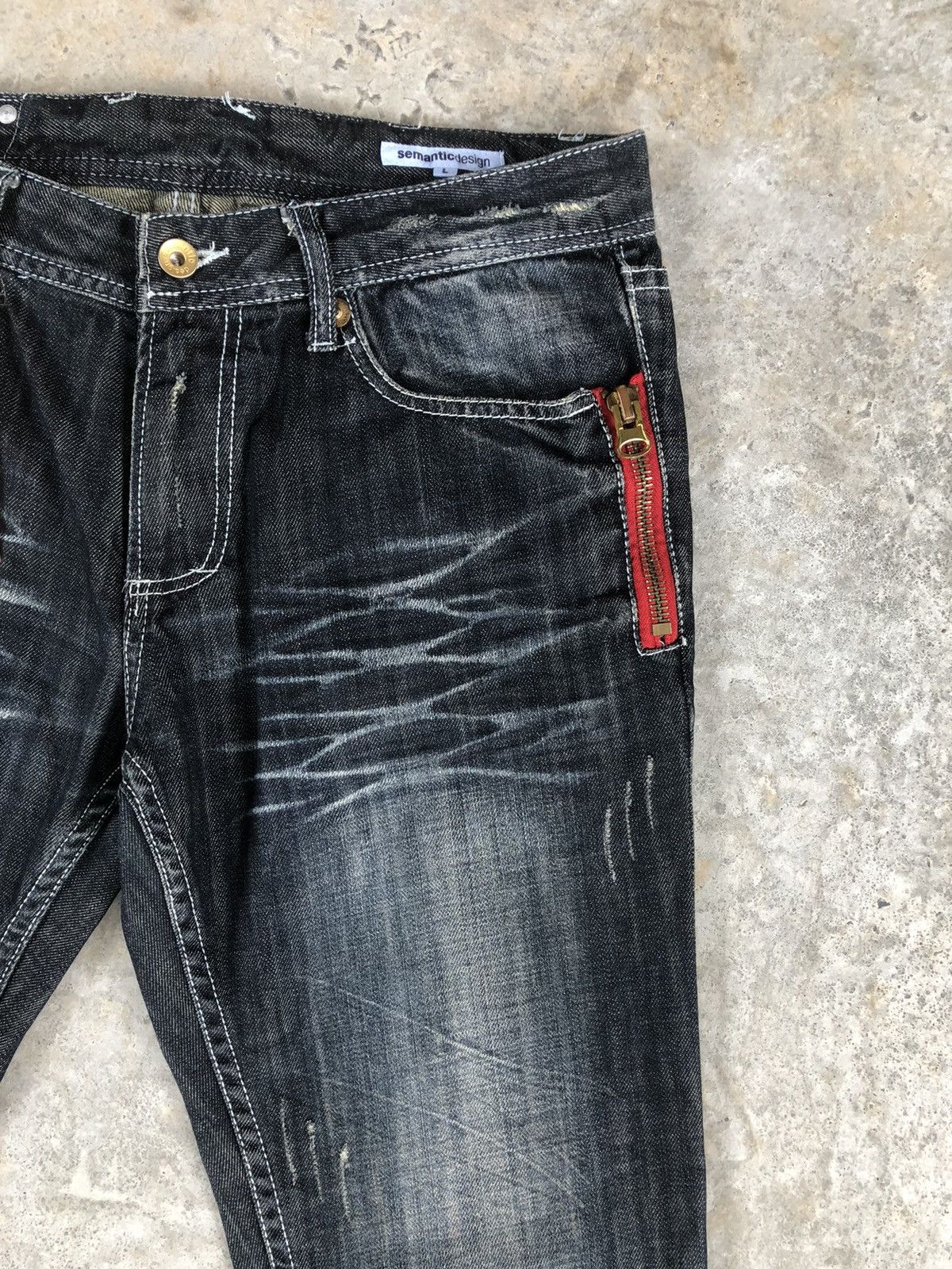 semanticdesign Japanese Semantic Design Flared Jeans Distressed Jeans Size US 33 - 5 Thumbnail