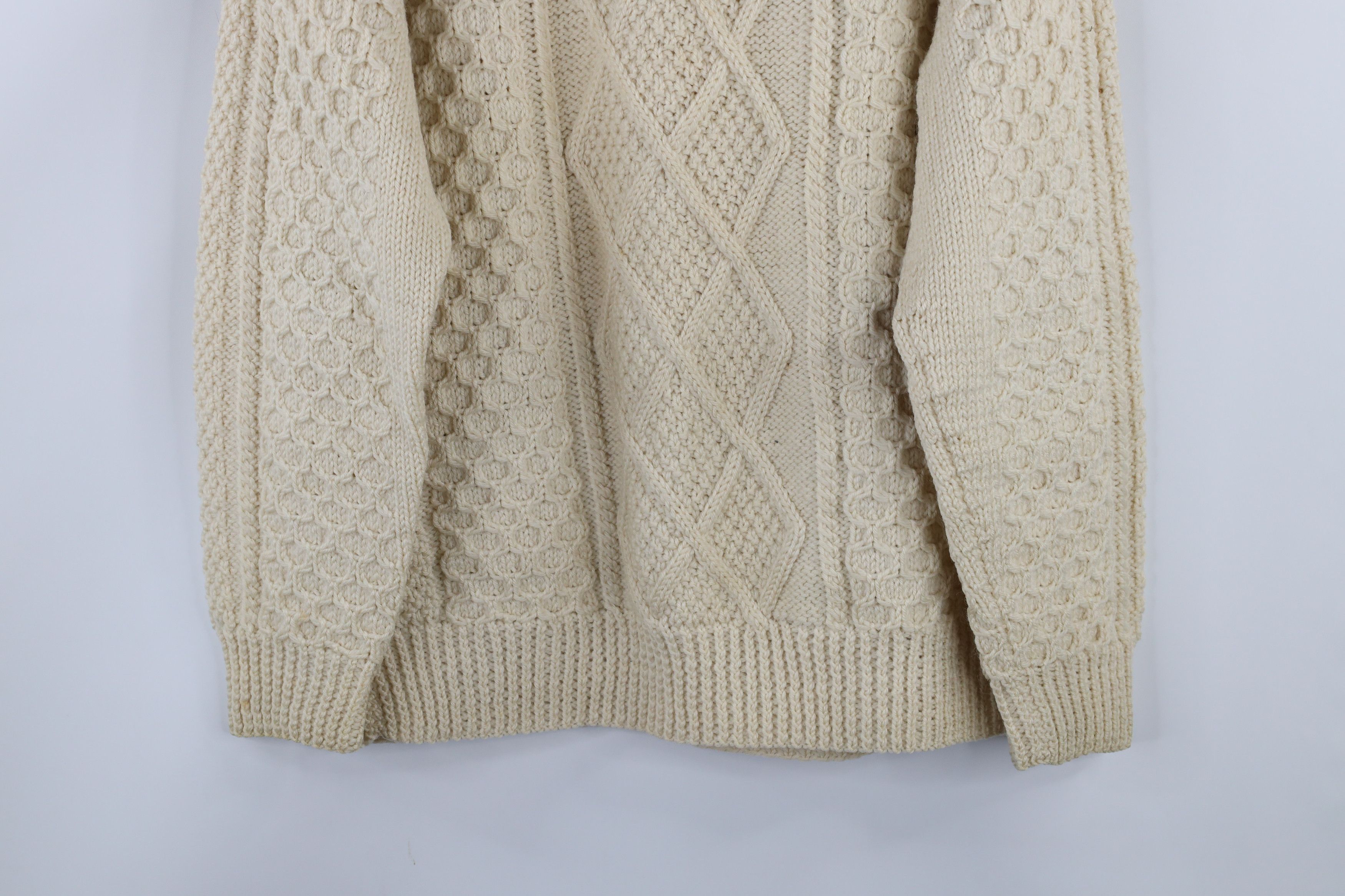 Vintage Vintage 70s Streetwear Wool Knit Fisherman Sweater Cream Size US L / EU 52-54 / 3 - 3 Thumbnail