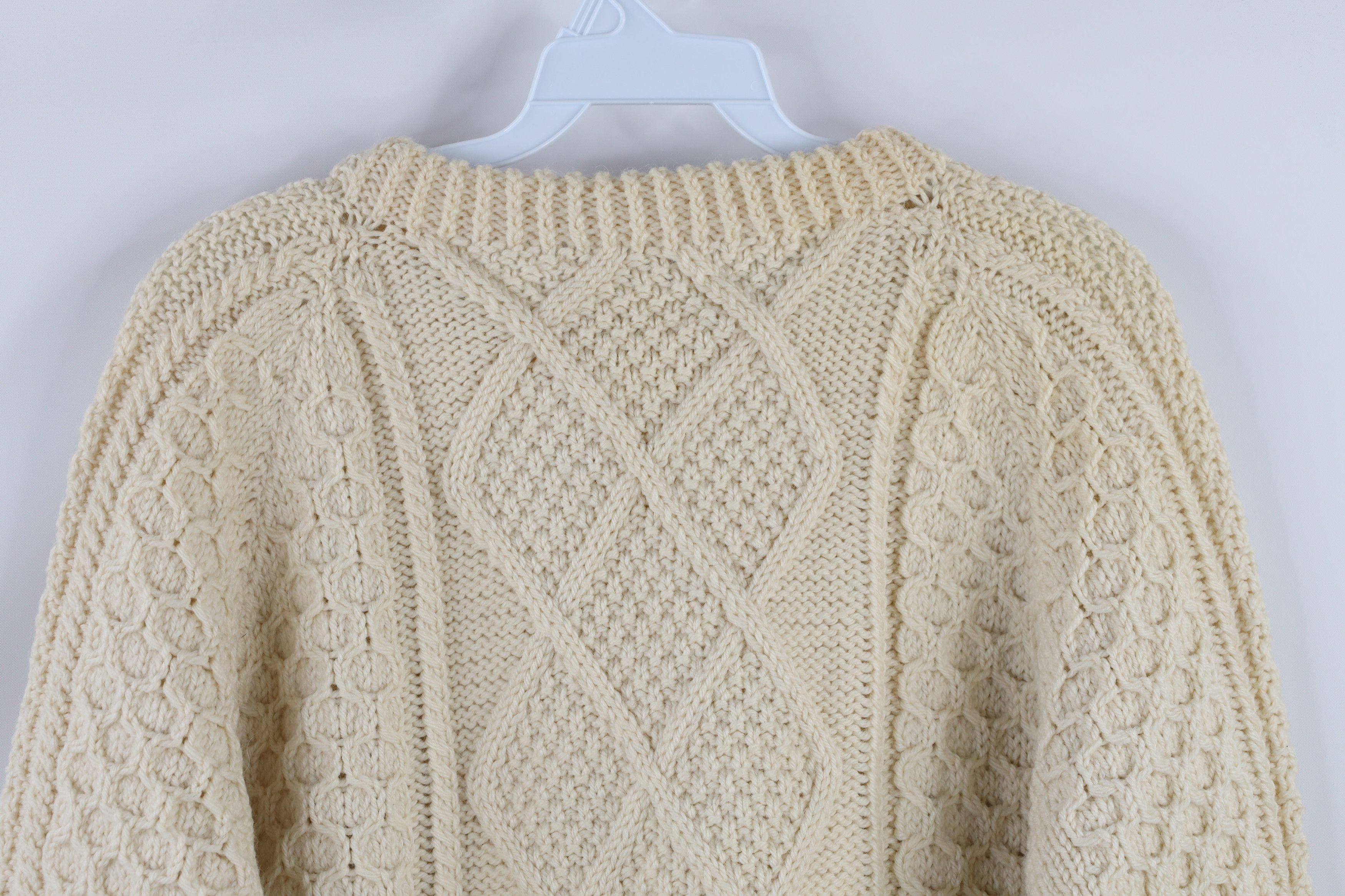 Vintage Vintage 70s Streetwear Wool Knit Fisherman Sweater Cream Size US L / EU 52-54 / 3 - 7 Thumbnail