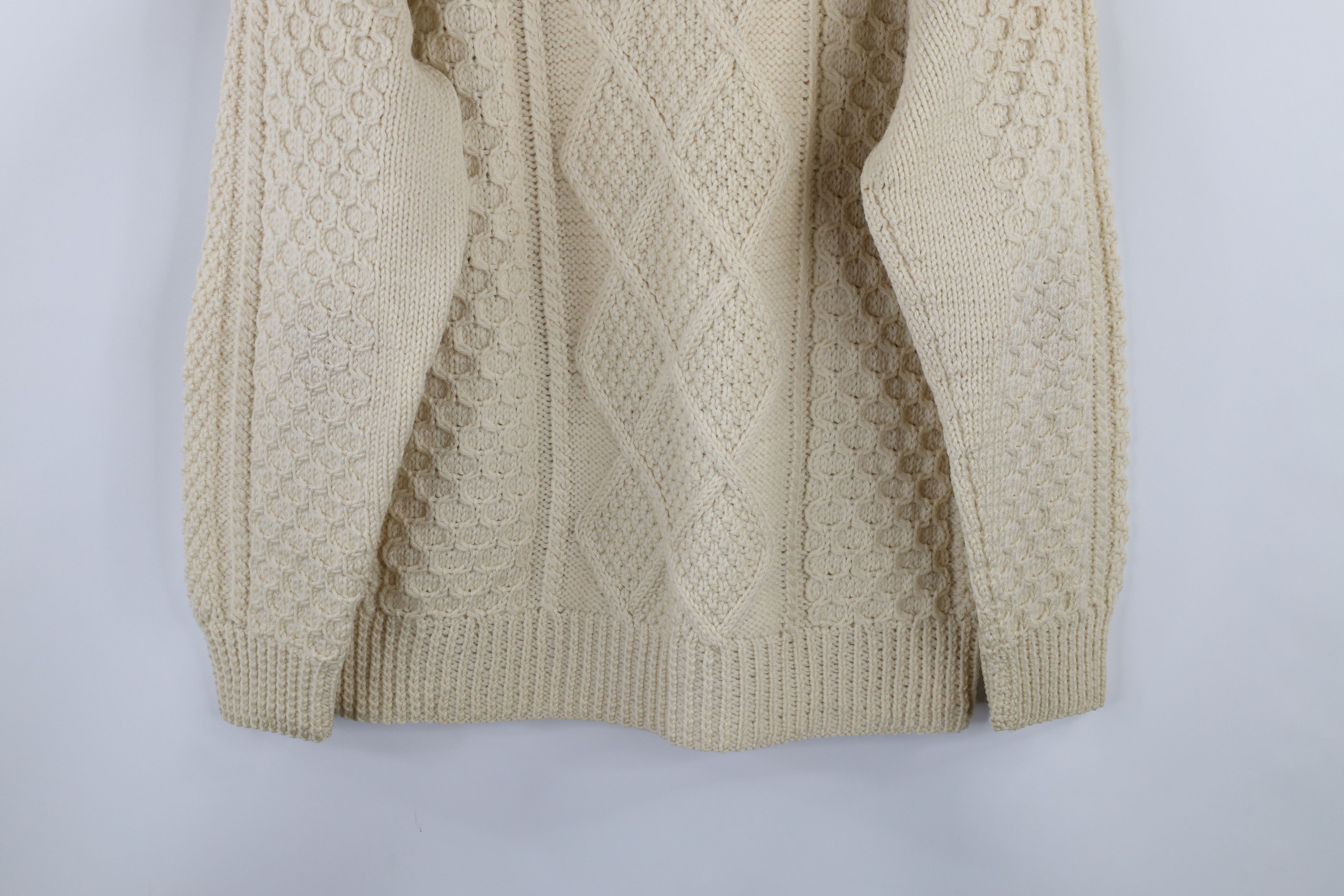 Vintage Vintage 70s Streetwear Wool Knit Fisherman Sweater Cream Size US L / EU 52-54 / 3 - 8 Thumbnail