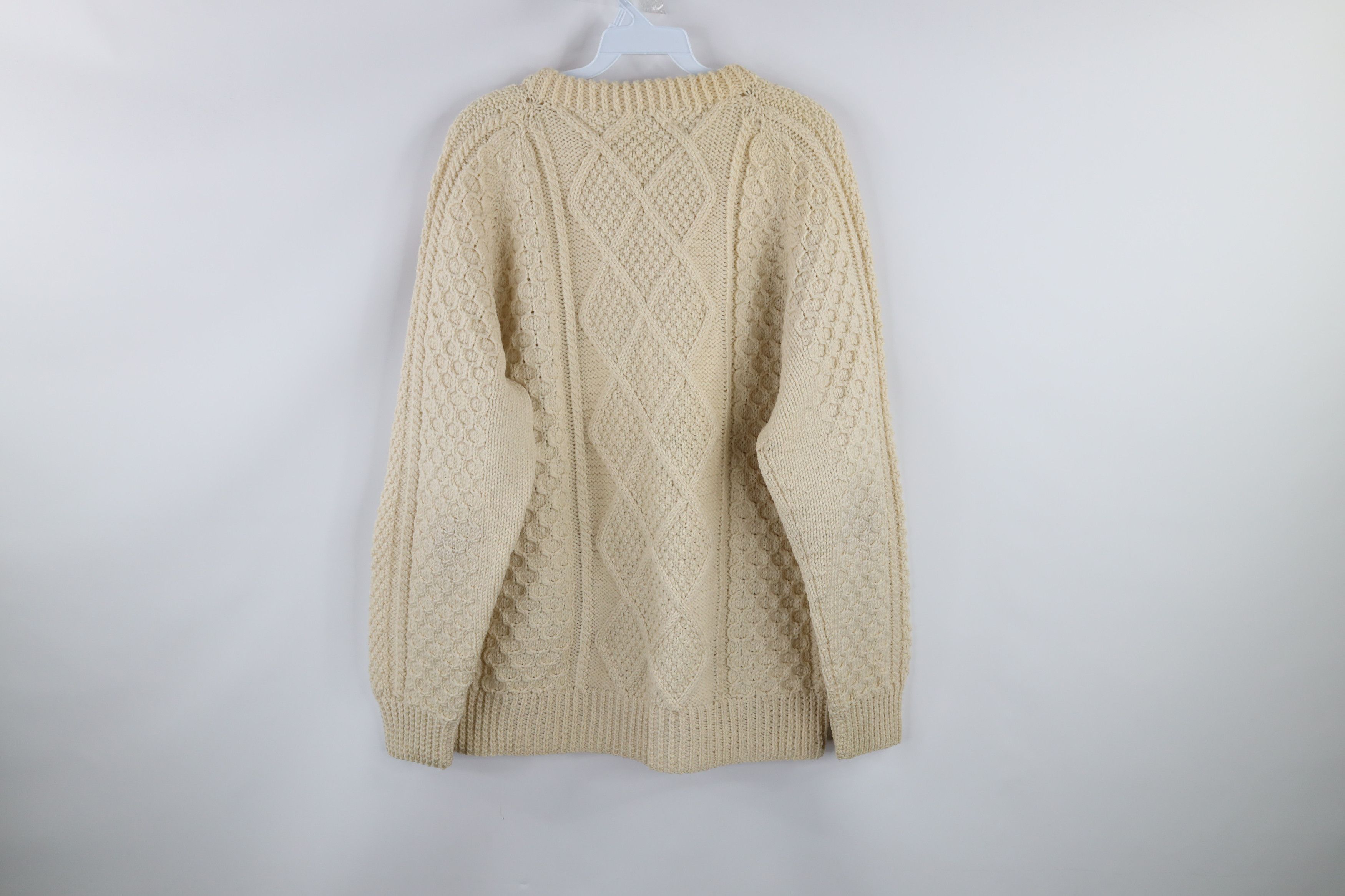 Vintage Vintage 70s Streetwear Wool Knit Fisherman Sweater Cream Size US L / EU 52-54 / 3 - 6 Thumbnail