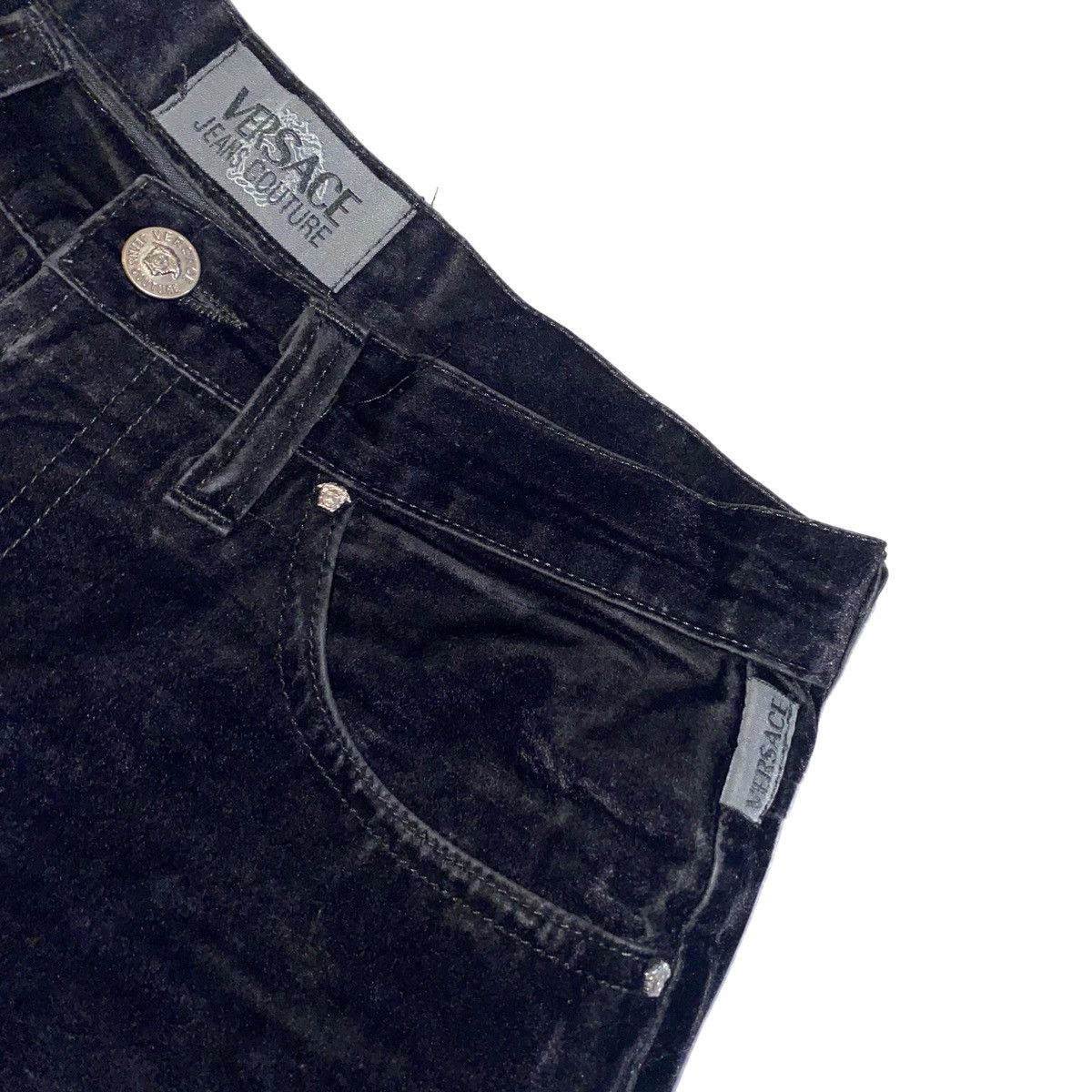 Versace × Vintage VERSACE JEANS COUTURE VELOUR VINTAGE WOMEN'S TROUSERS PANTS Size 27" / US 4 / IT 40 - 2 Thumbnail