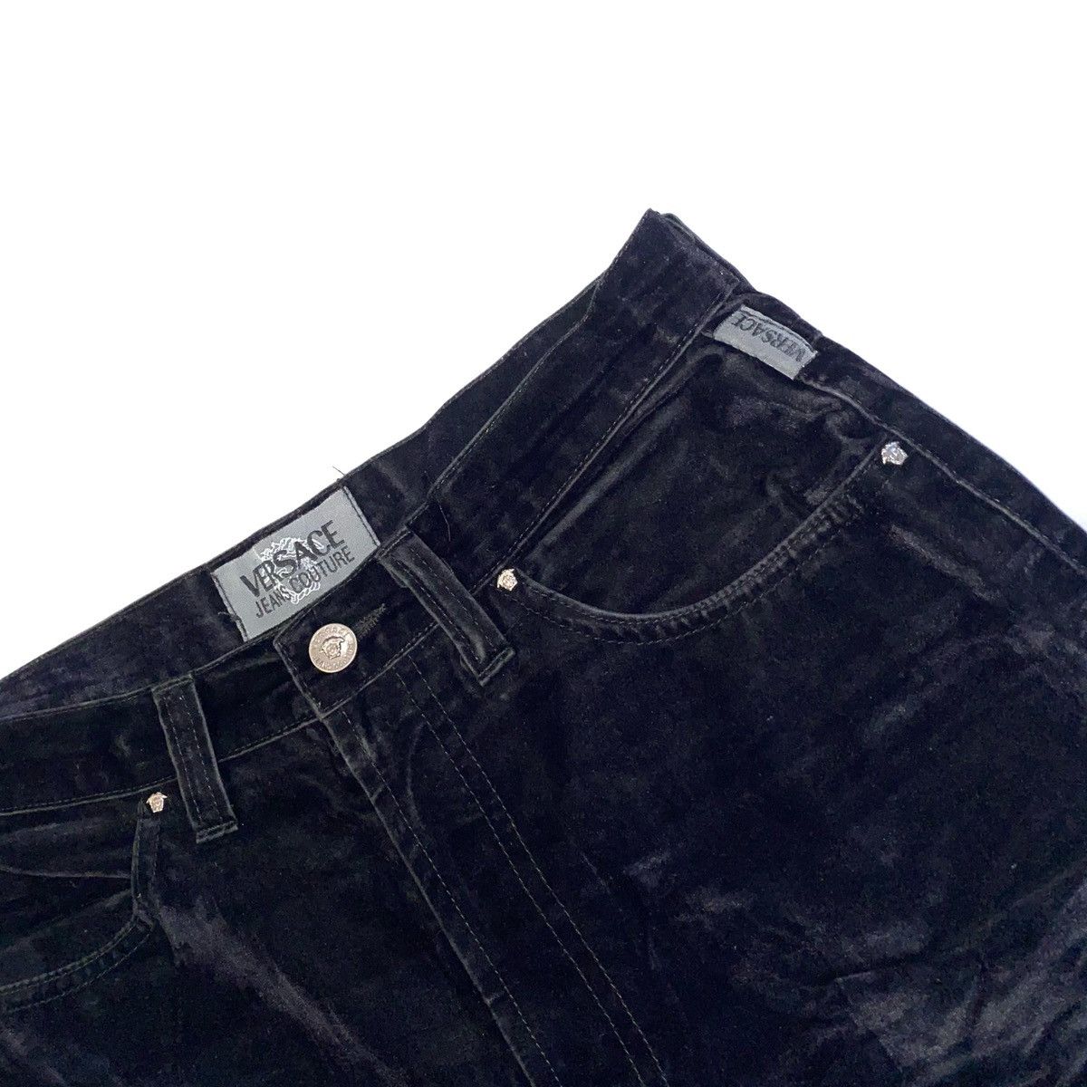 Versace × Vintage VERSACE JEANS COUTURE VELOUR VINTAGE WOMEN'S TROUSERS PANTS Size 27" / US 4 / IT 40 - 3 Thumbnail