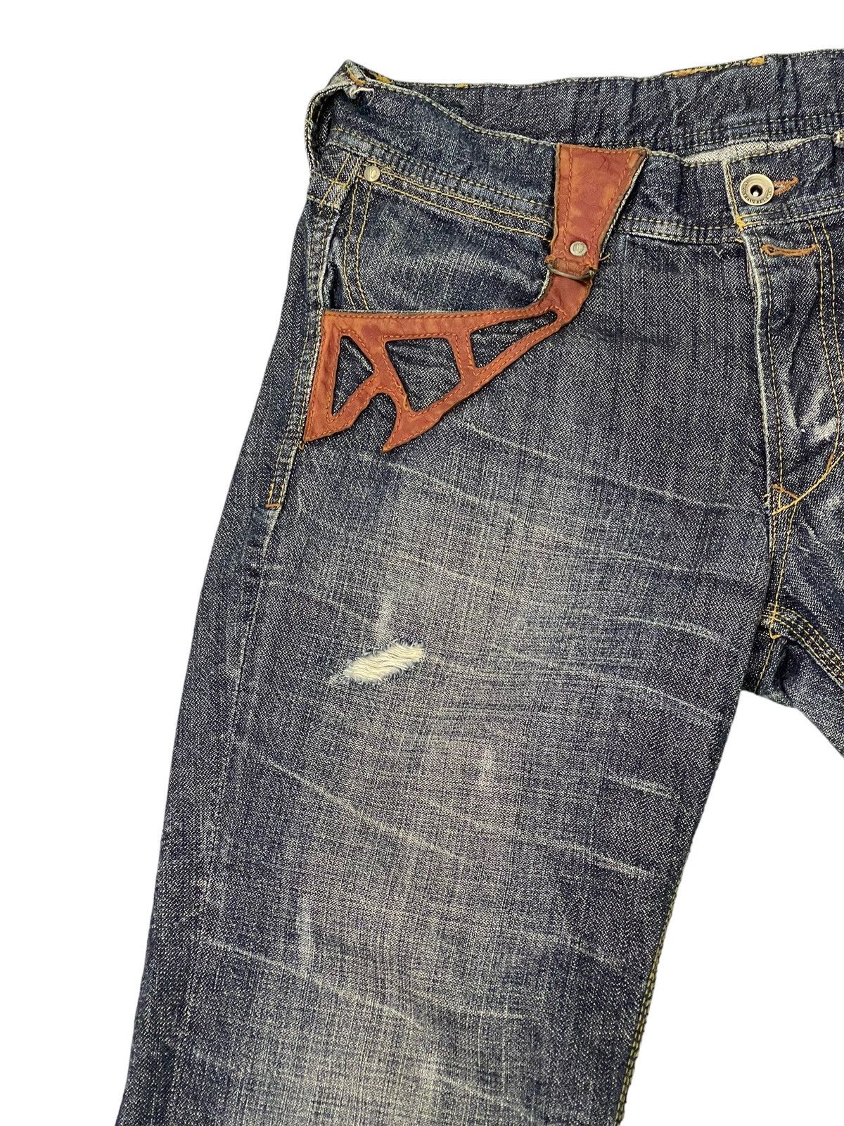 Japanese Brand Cropped Jeans Nicole Club Gothic Leather Parts Regular 13🟦 Size US 33 - 14 Thumbnail