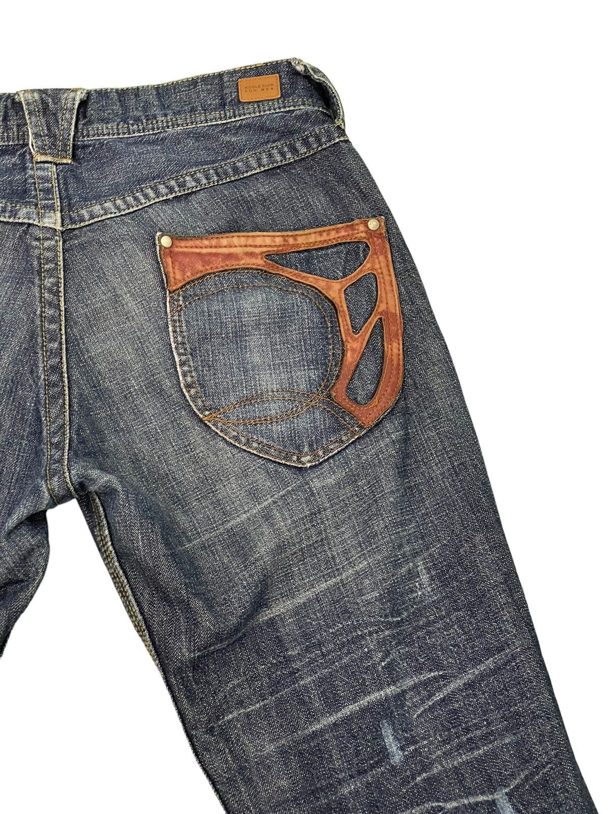 Japanese Brand Cropped Jeans Nicole Club Gothic Leather Parts Regular 13🟦 Size US 33 - 7 Thumbnail