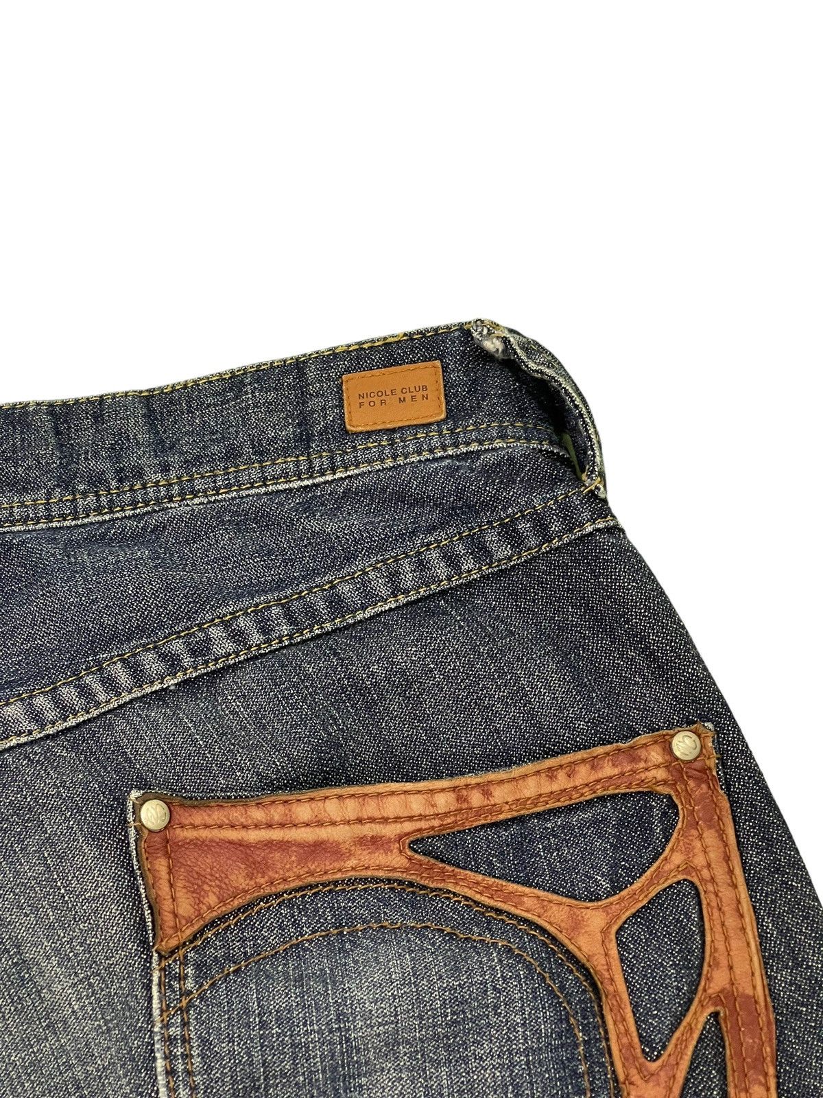 Japanese Brand Cropped Jeans Nicole Club Gothic Leather Parts Regular 13🟦 Size US 33 - 8 Thumbnail
