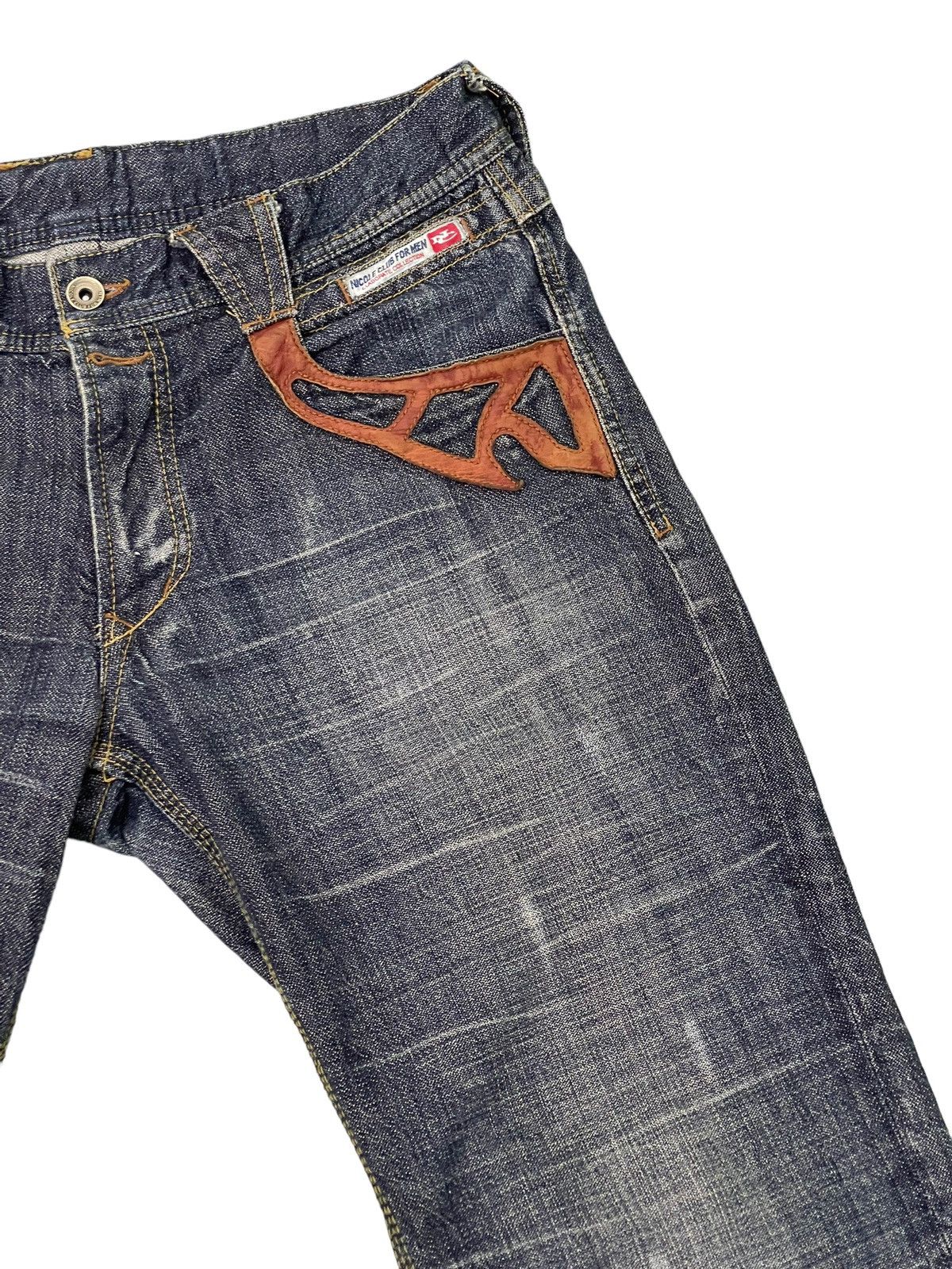 Japanese Brand Cropped Jeans Nicole Club Gothic Leather Parts Regular 13🟦 Size US 33 - 15 Thumbnail
