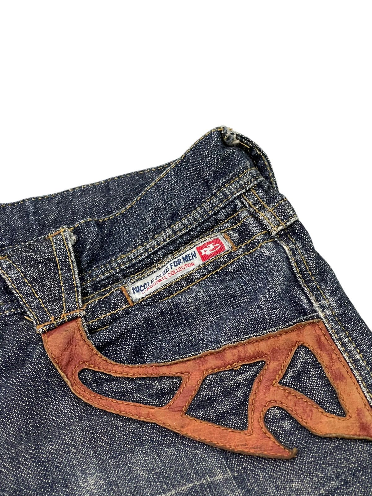 Japanese Brand Cropped Jeans Nicole Club Gothic Leather Parts Regular 13🟦 Size US 33 - 17 Thumbnail