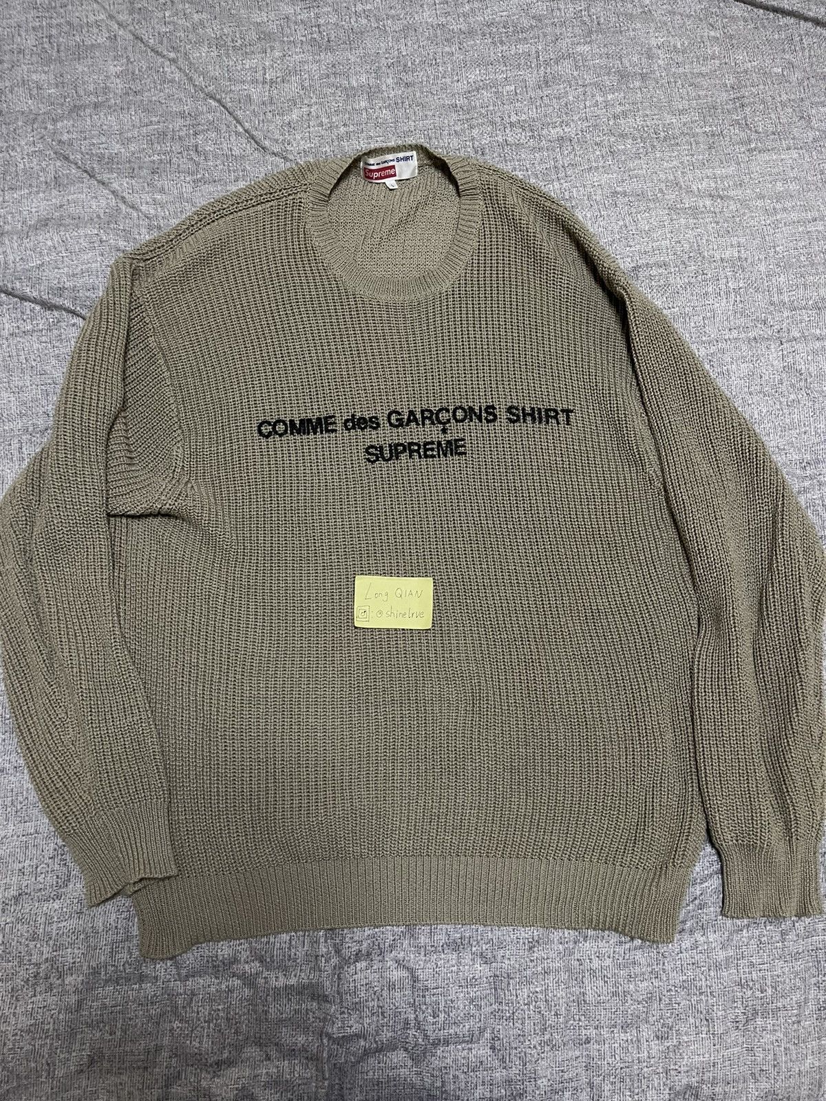 Supreme cdg best sale sweater tan