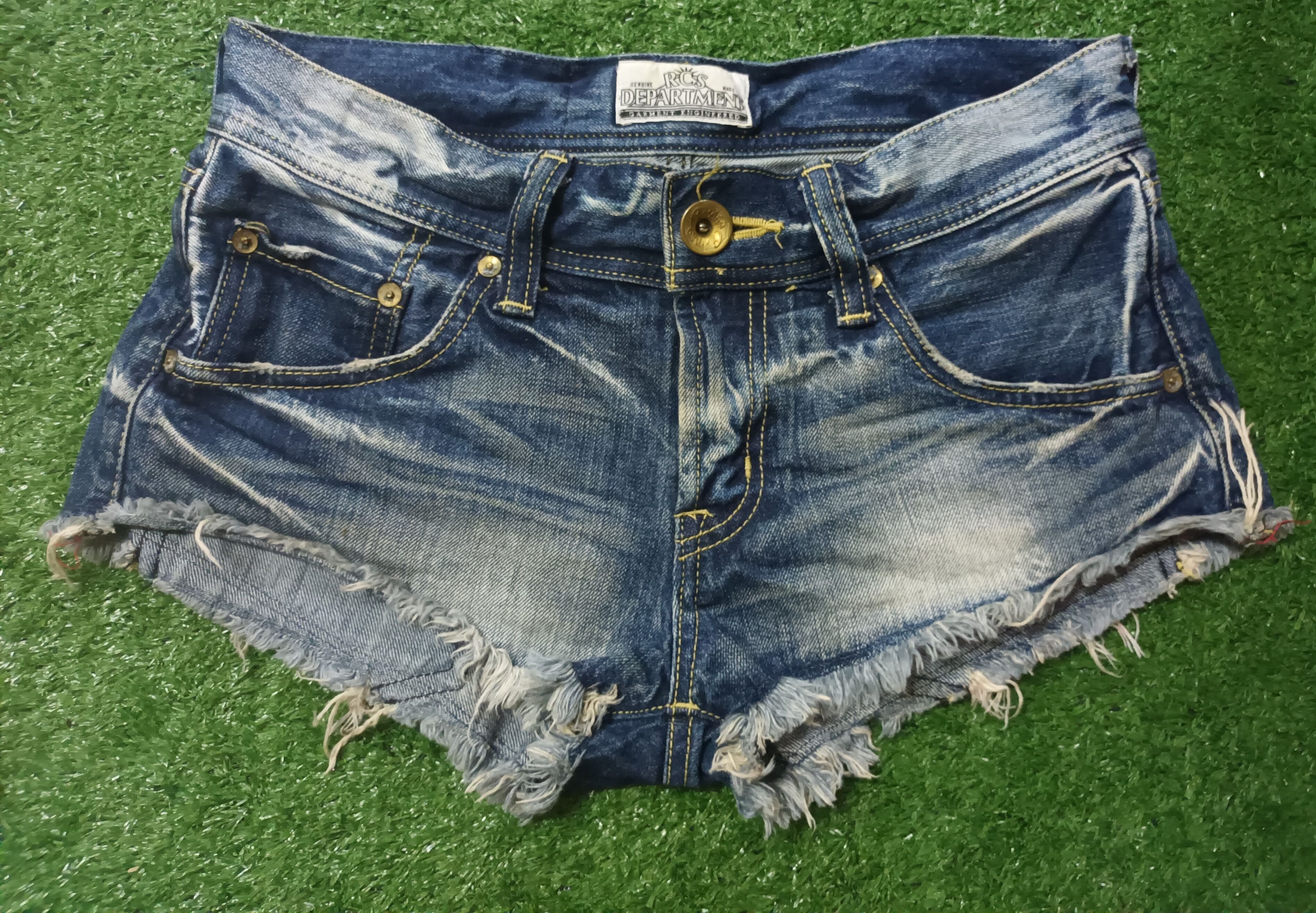 image of Buy 1 Free 1 Rodeo Crown Distressed Denim Short Pant in Blue, Women's (Size 30)