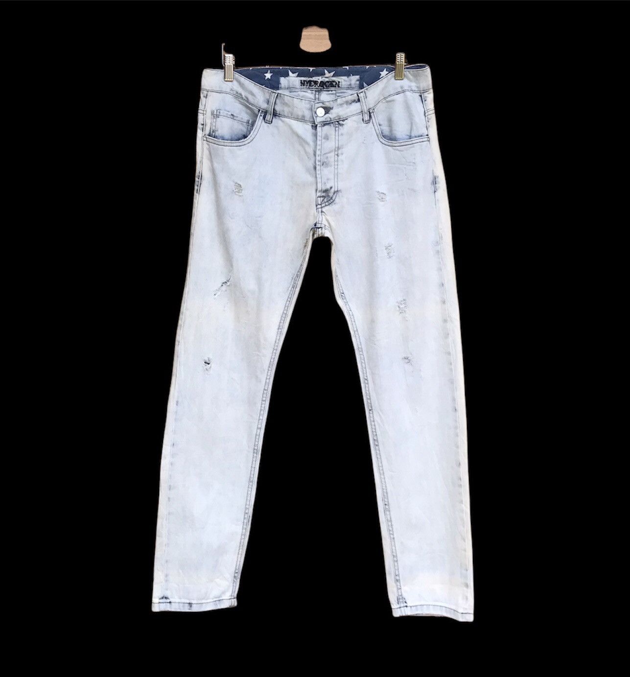 HYDROGEN Hydrogen Italy Skull patches distressed jean slimfit Size US 33 - 2 Thumbnail