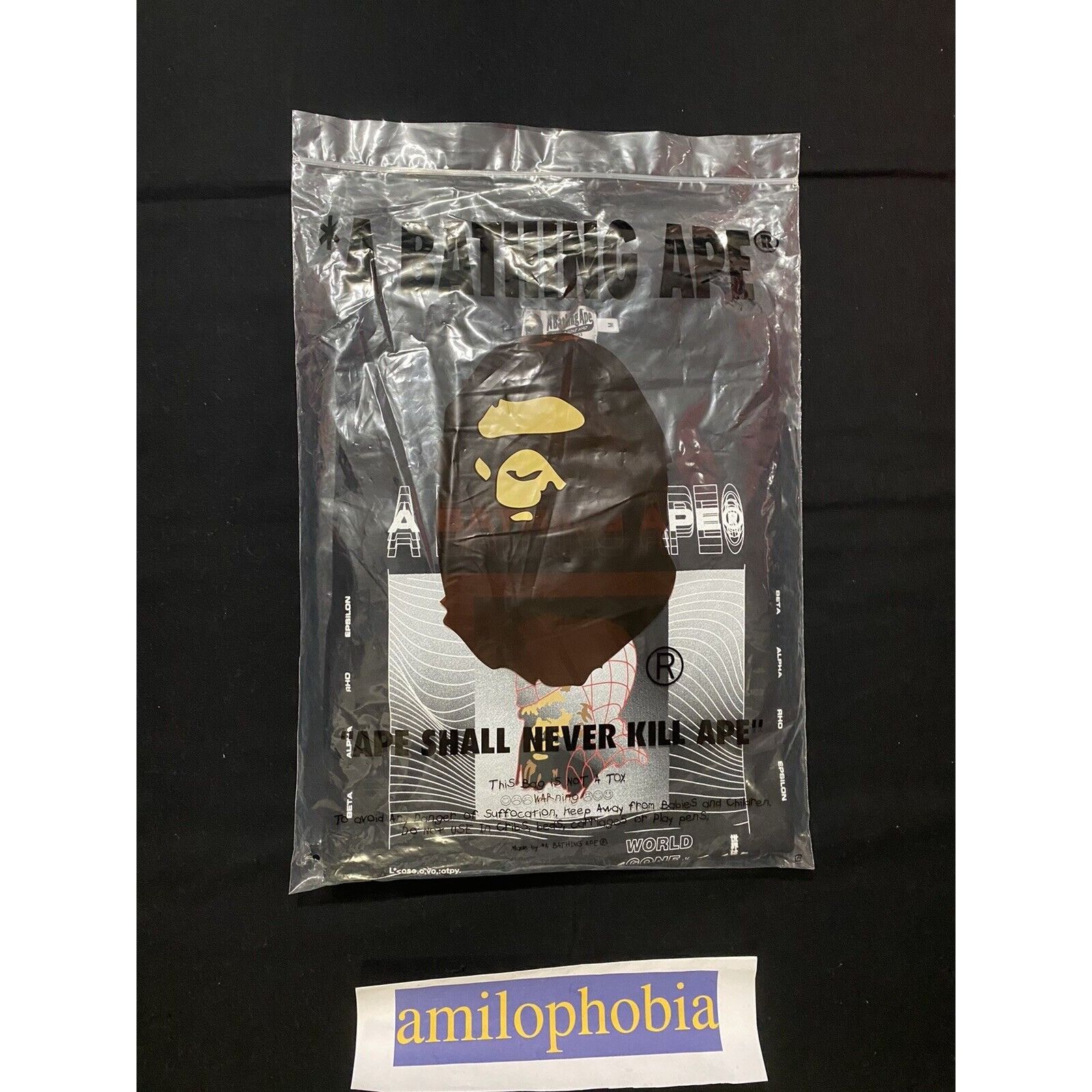 New Mens Medium Black A Bathing Ape Bape Crewneck
