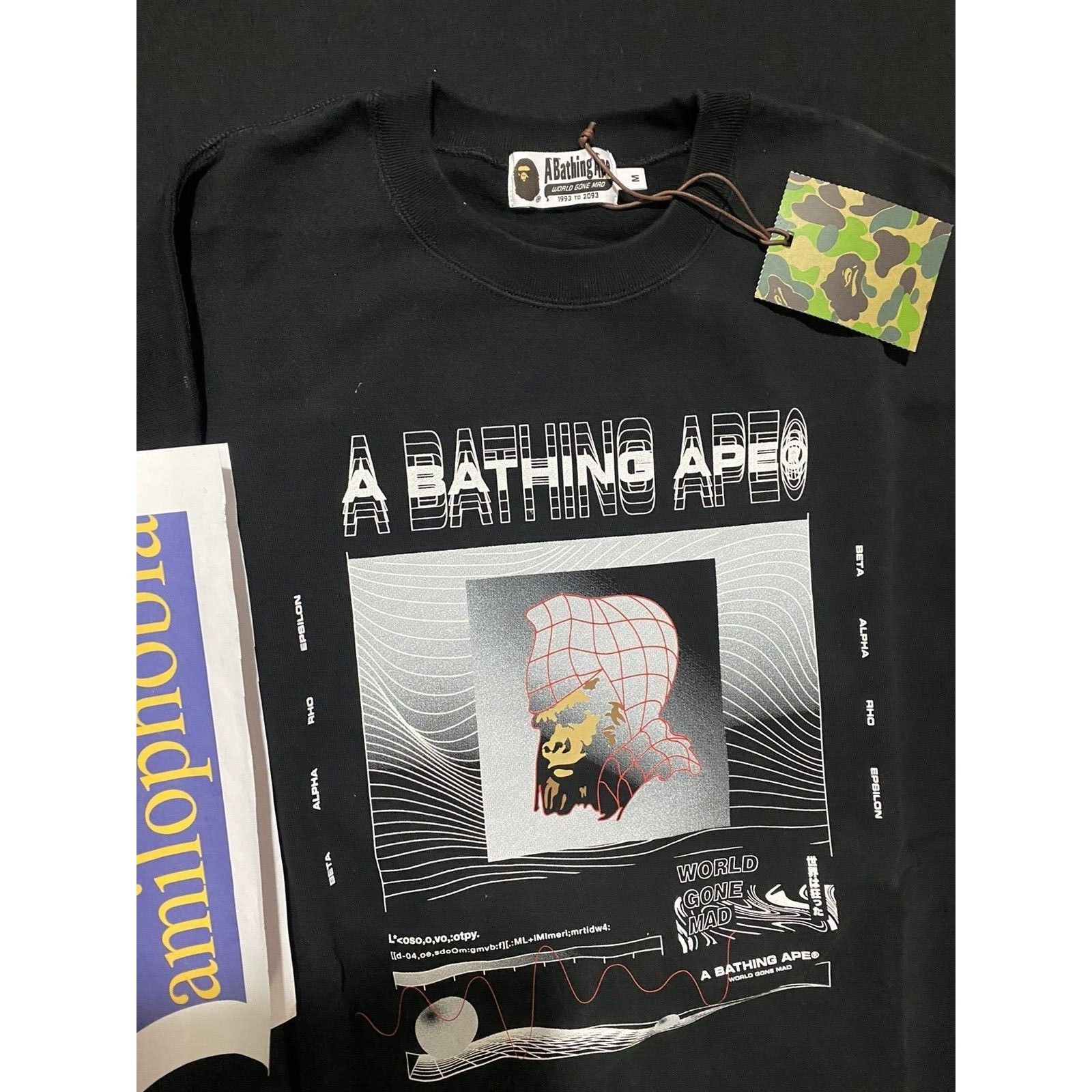 New Mens Medium Black A Bathing Ape Bape Crewneck