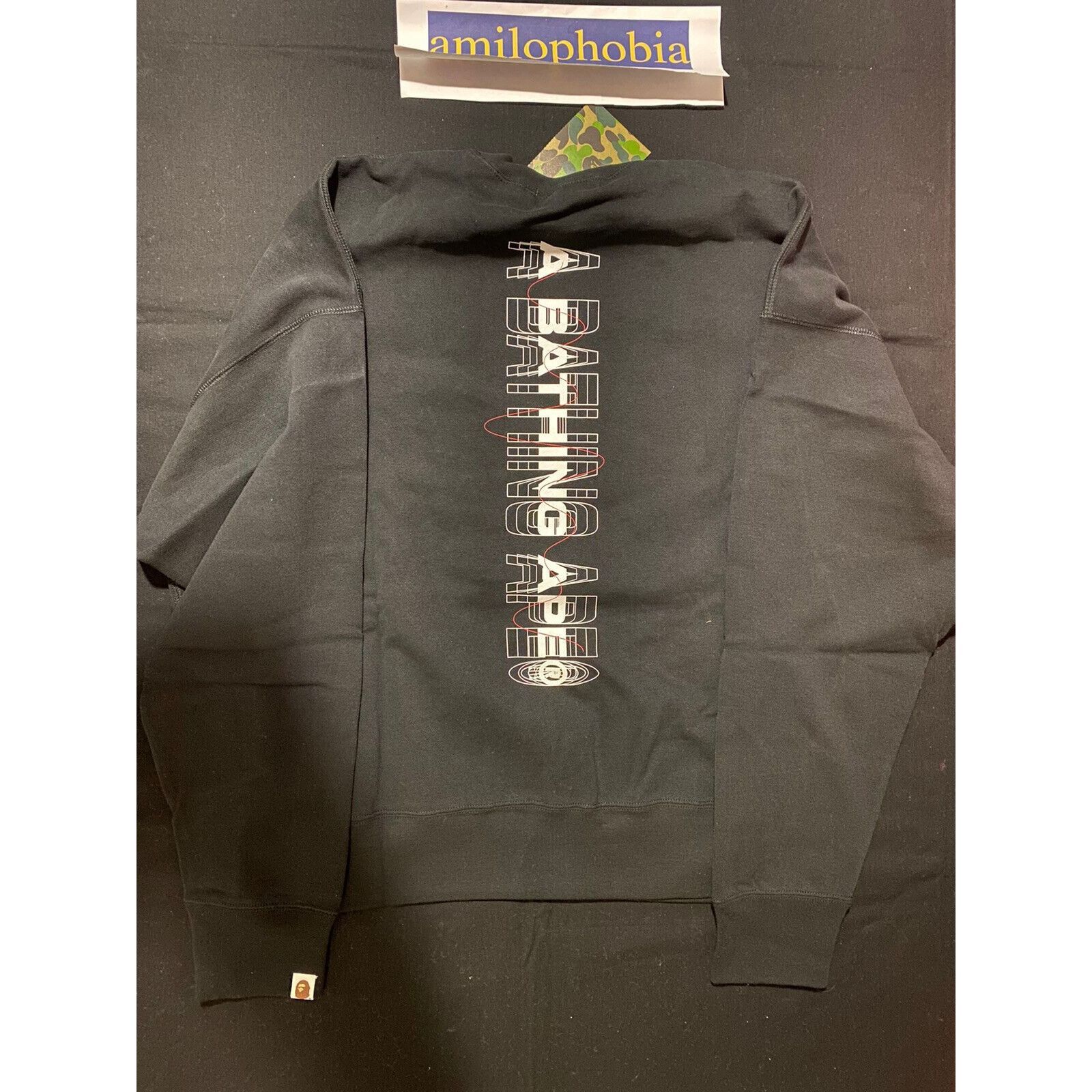 New Mens Medium Black A Bathing Ape Bape Crewneck