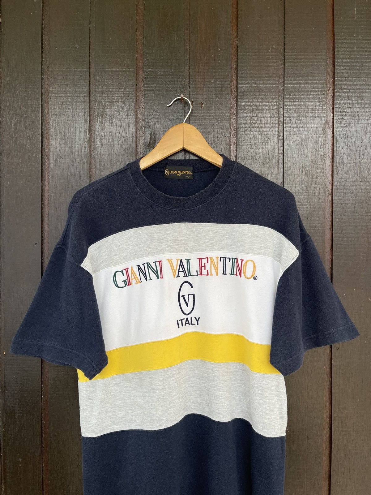 Giovanni Valentino × Valentino × Vintage Vintage Gianni Valentino Embroidered spellout tee Size US L / EU 52-54 / 3 - 2 Thumbnail