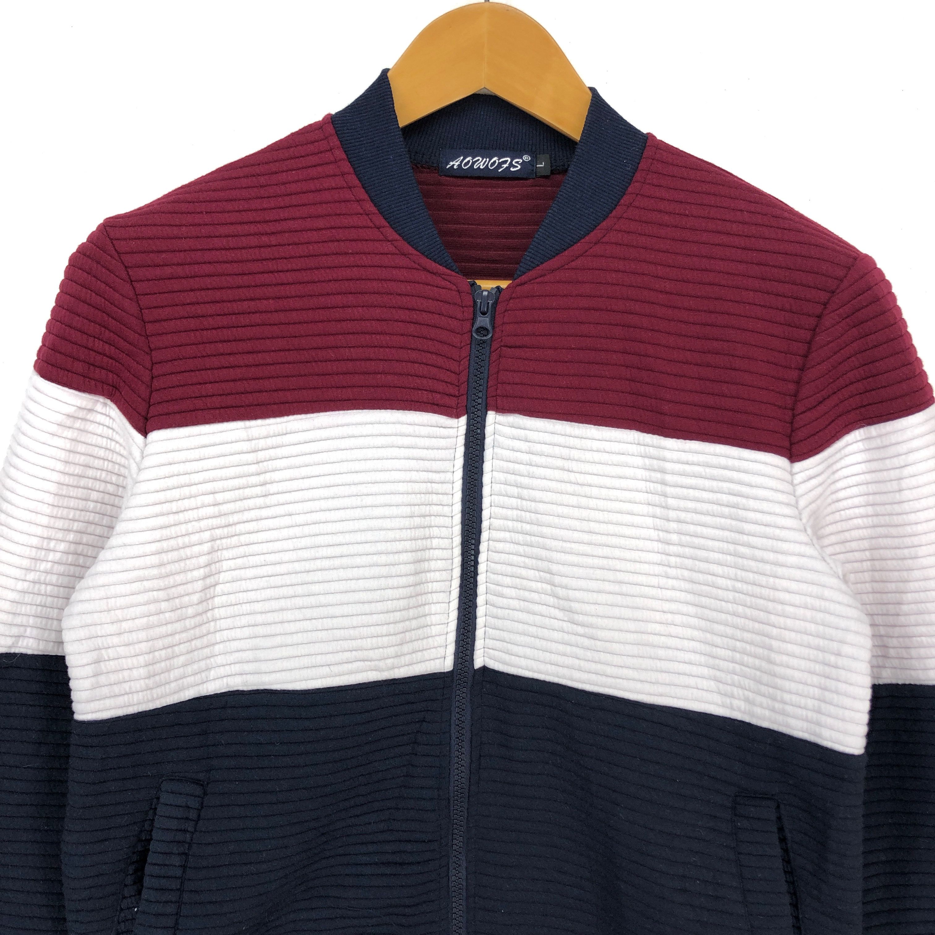 Japanese Brand AOWO7S Three Stripe Quilted Sweater / Jacket #1473-54 Size US S / EU 44-46 / 1 - 2 Thumbnail