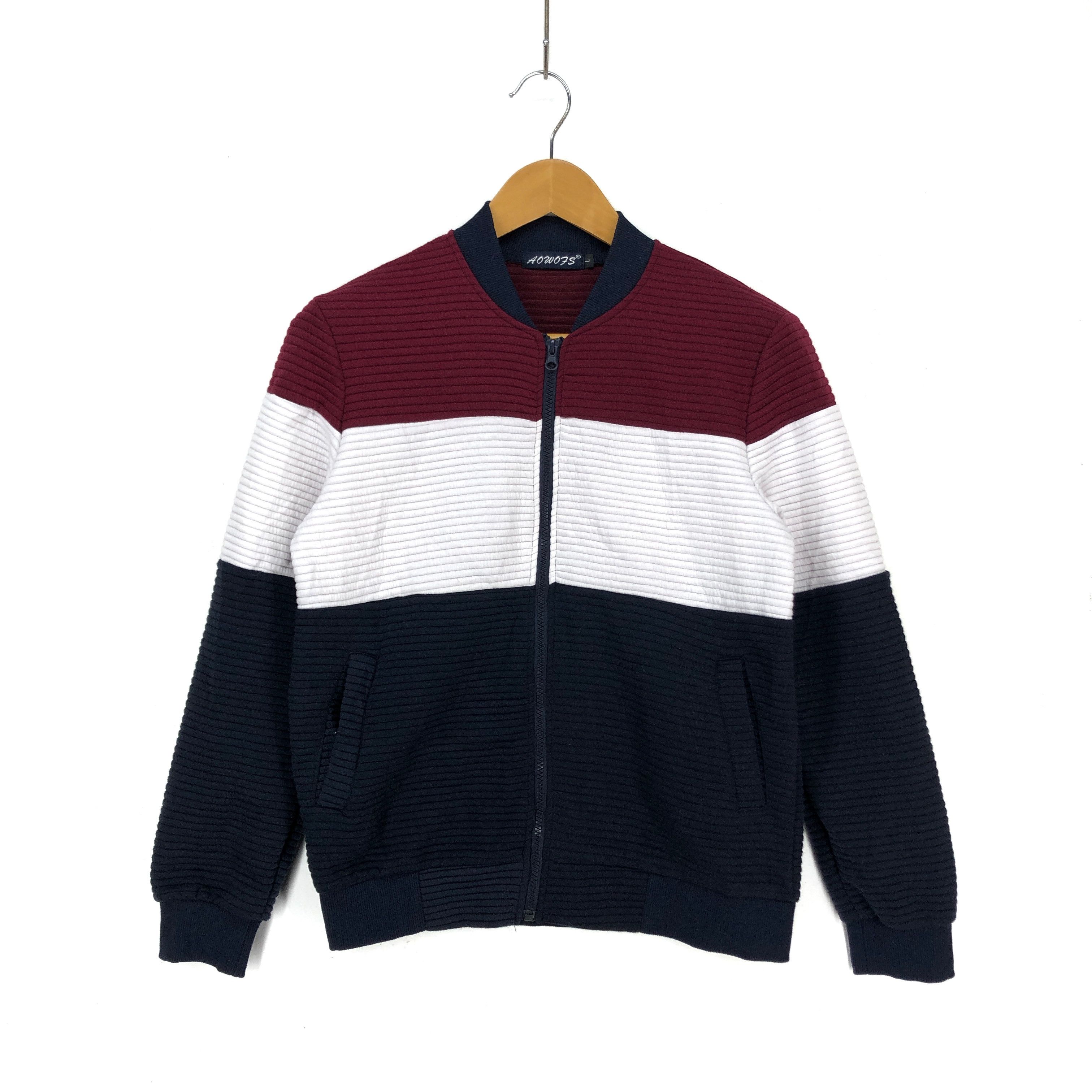 Japanese Brand AOWO7S Three Stripe Quilted Sweater / Jacket #1473-54 Size US S / EU 44-46 / 1 - 1 Thumbnail