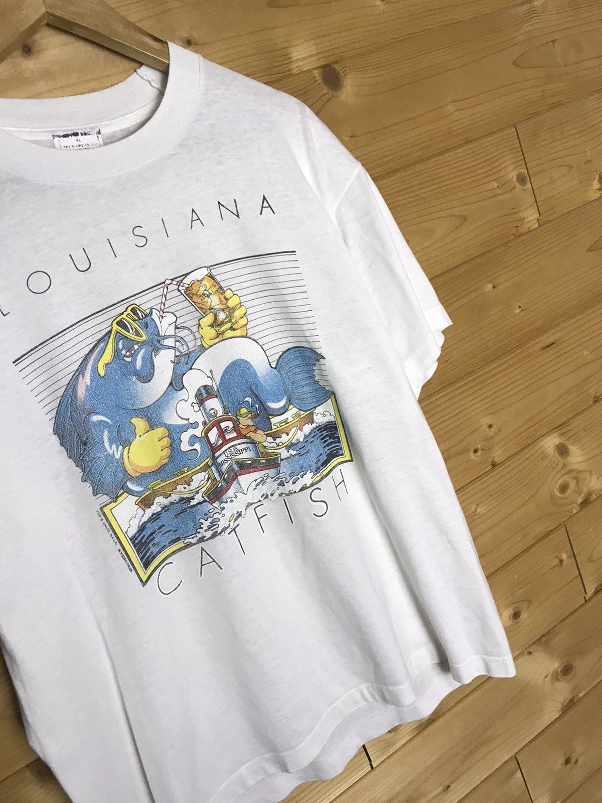 Vintage Vintage Louisiana Catfish funny single stitch t-shirt Size US XL / EU 56 / 4 - 3 Thumbnail