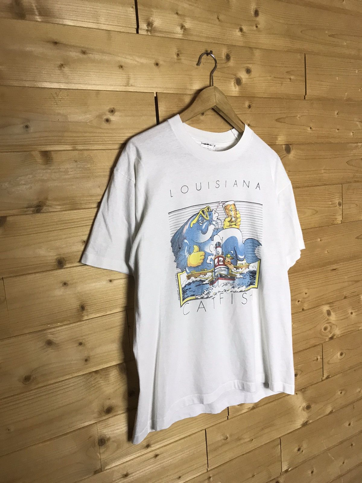 Vintage Vintage Louisiana Catfish funny single stitch t-shirt Size US XL / EU 56 / 4 - 2 Thumbnail