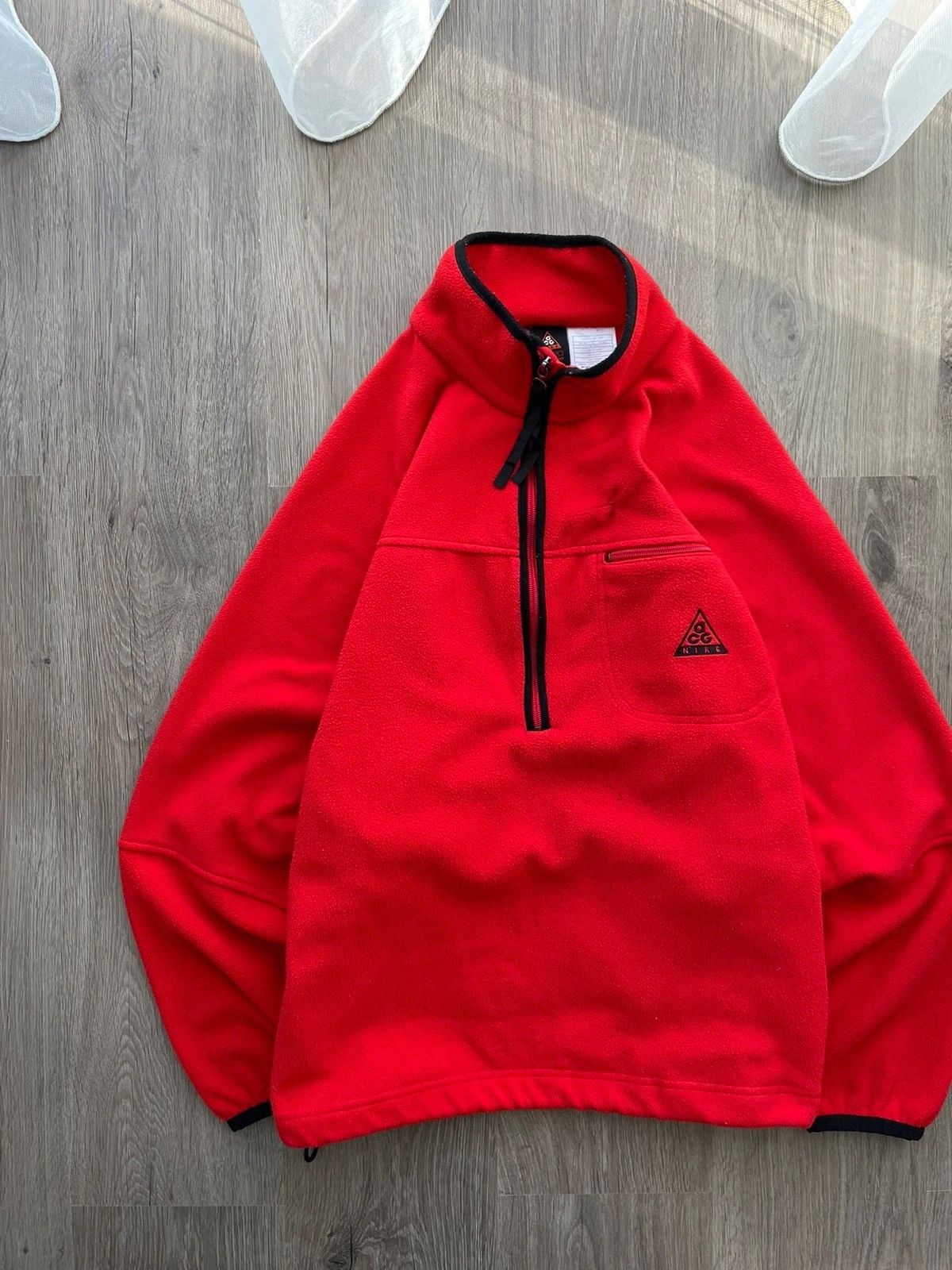 Vintage Nike ACG Fleece Jacket Red Y2K big Logo
