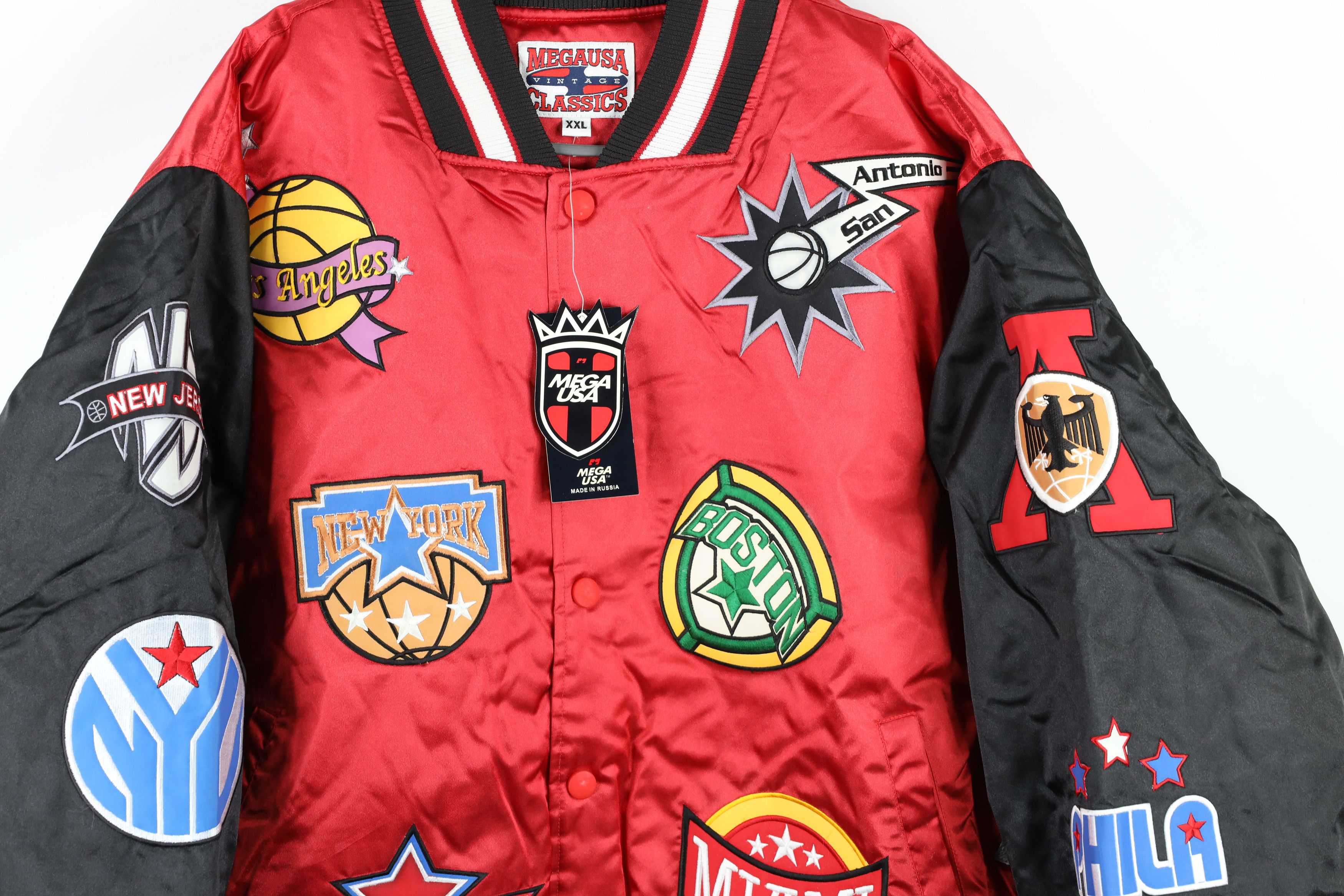 NOS Vintage 90s Streetwear Team Logo Satin Bomber Jacket
